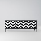 CLASSIC ZIG ZAG TV-Lowboard mit 3 Türen in Schwarz