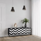 CLASSIC ZIG ZAG TV-Lowboard mit 3 Türen in Schwarz