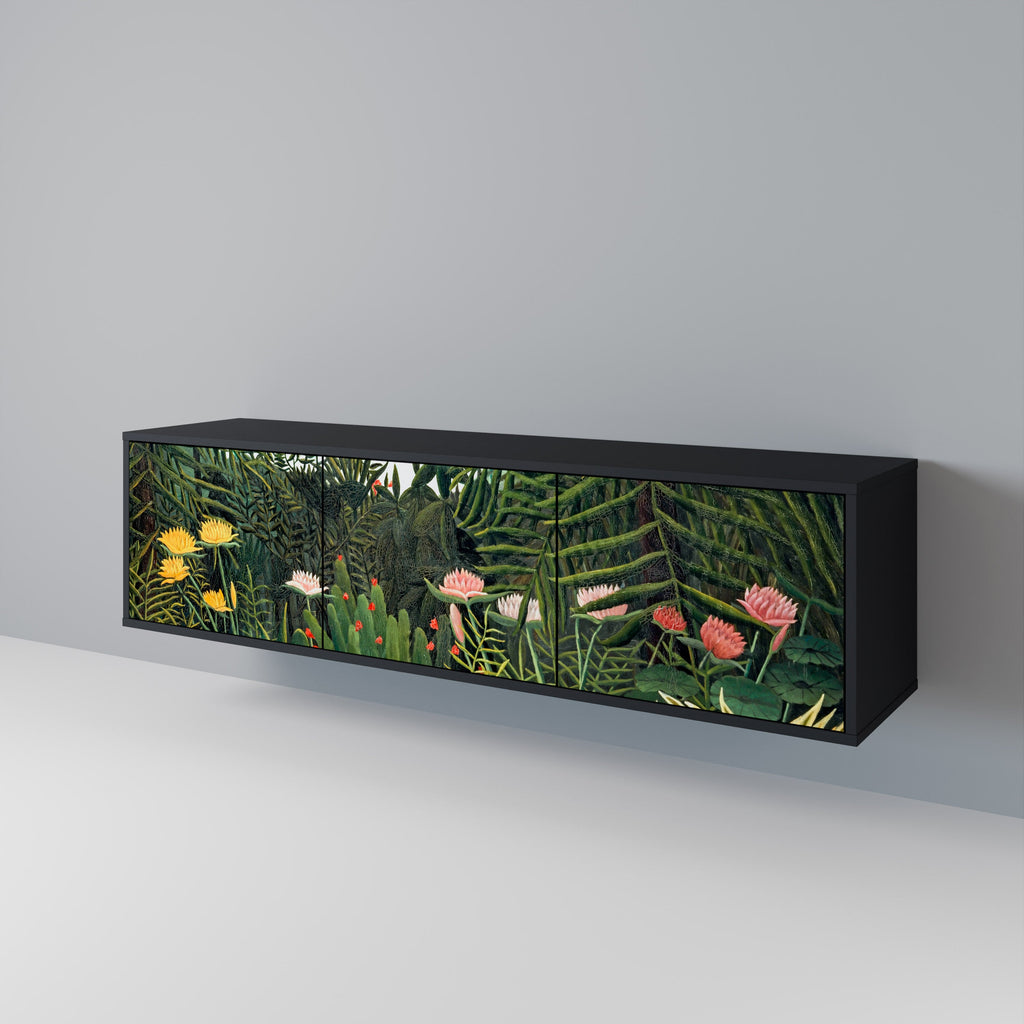VIRGIN FOREST WITH SUNSET TV-Lowboard mit 3 Türen in Schwarz