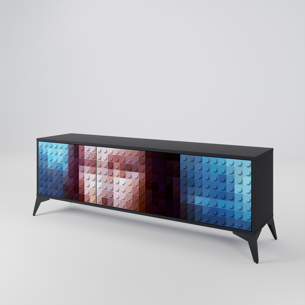 CONSTRUCTIVE ART TV-Lowboard mit 3 Türen in Schwarz