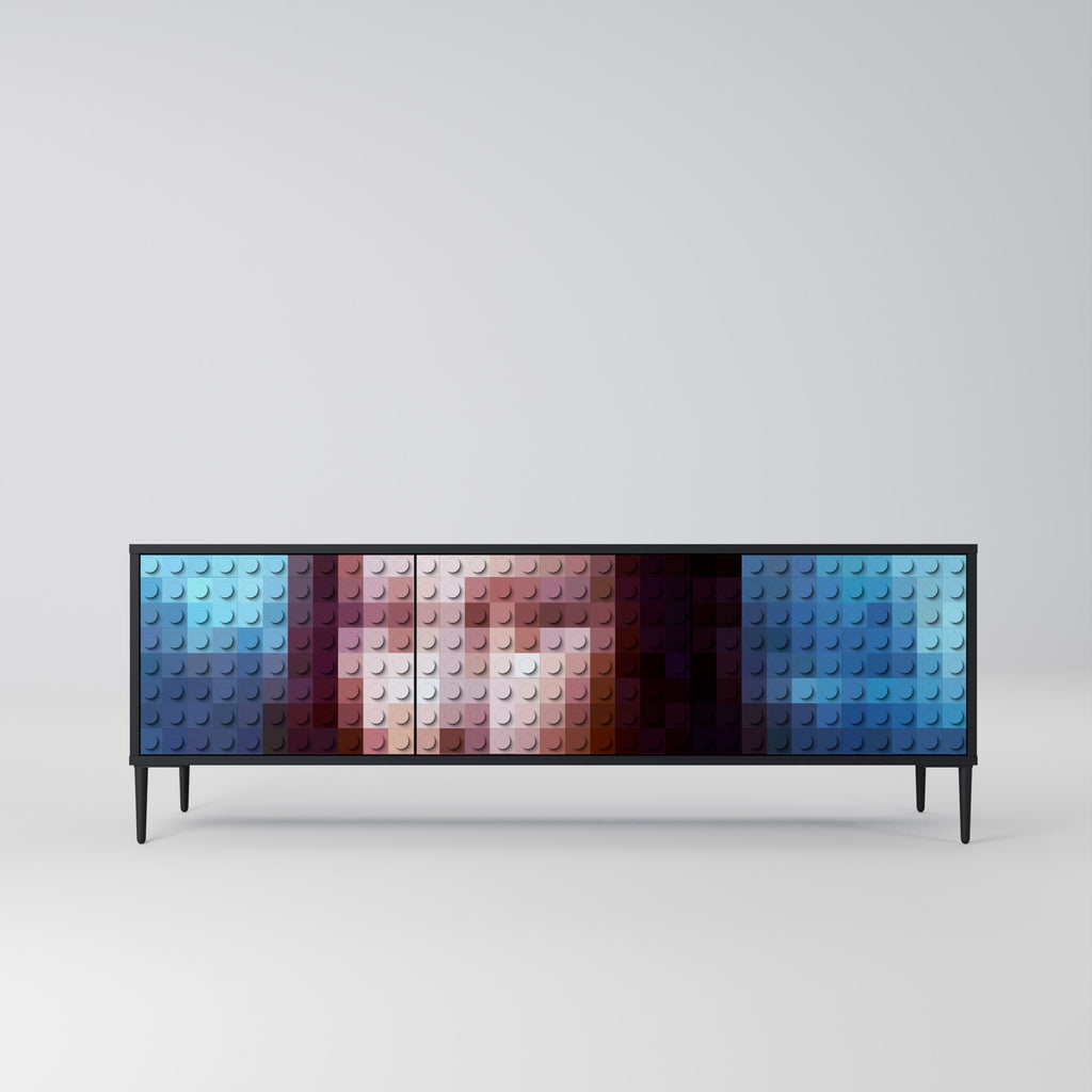 CONSTRUCTIVE ART TV-Lowboard mit 3 Türen in Schwarz