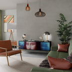 CONSTRUCTIVE ART TV-Lowboard mit 3 Türen in Schwarz