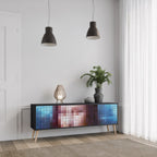 CONSTRUCTIVE ART TV-Lowboard mit 3 Türen in Schwarz