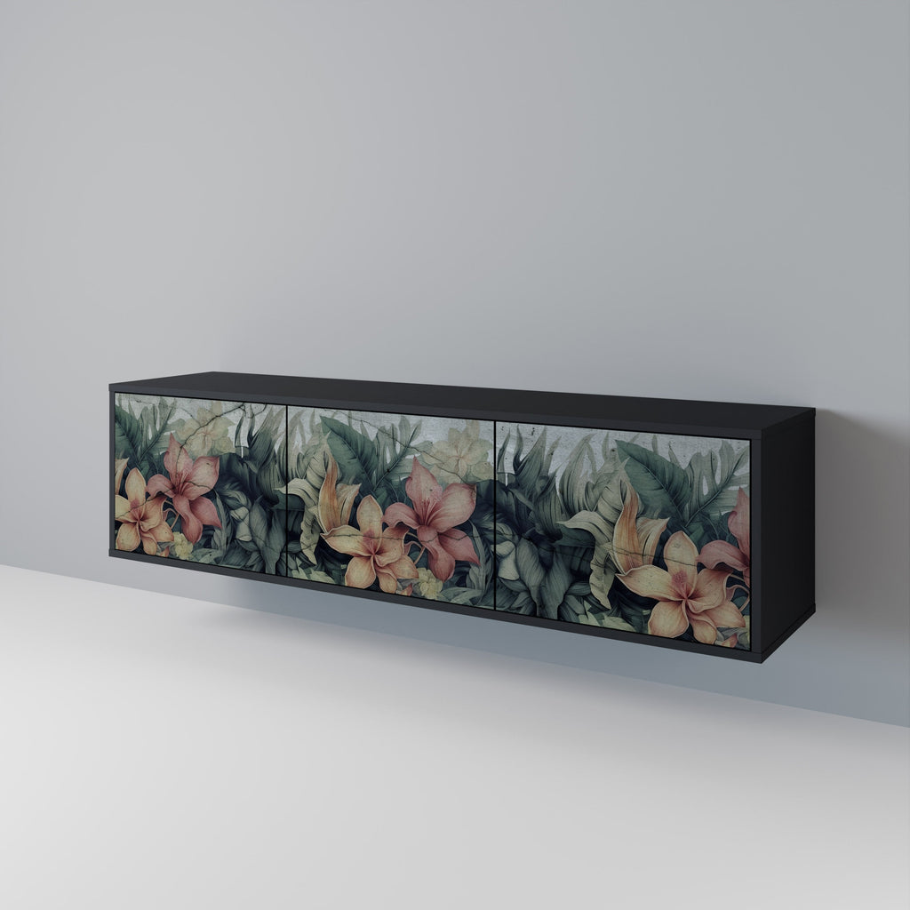 HEAVENLY BLOOM TV-Lowboard mit 3 Türen in Schwarz