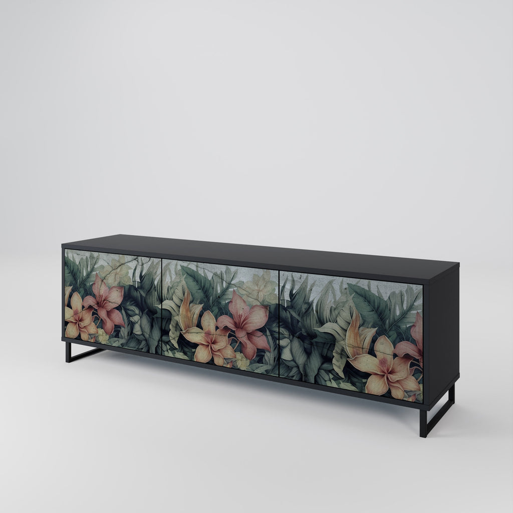 HEAVENLY BLOOM TV-Lowboard mit 3 Türen in Schwarz