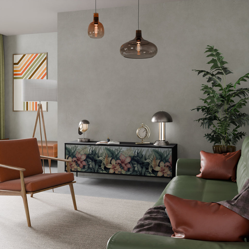 HEAVENLY BLOOM TV-Lowboard mit 3 Türen in Schwarz