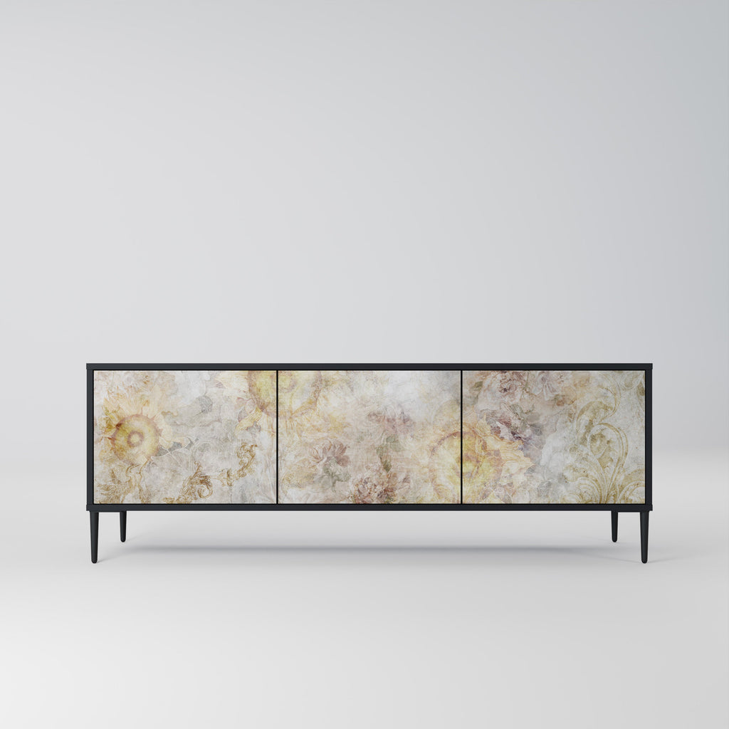 SUNFLOWER BLUR TV-Lowboard mit 3 Türen in Schwarz