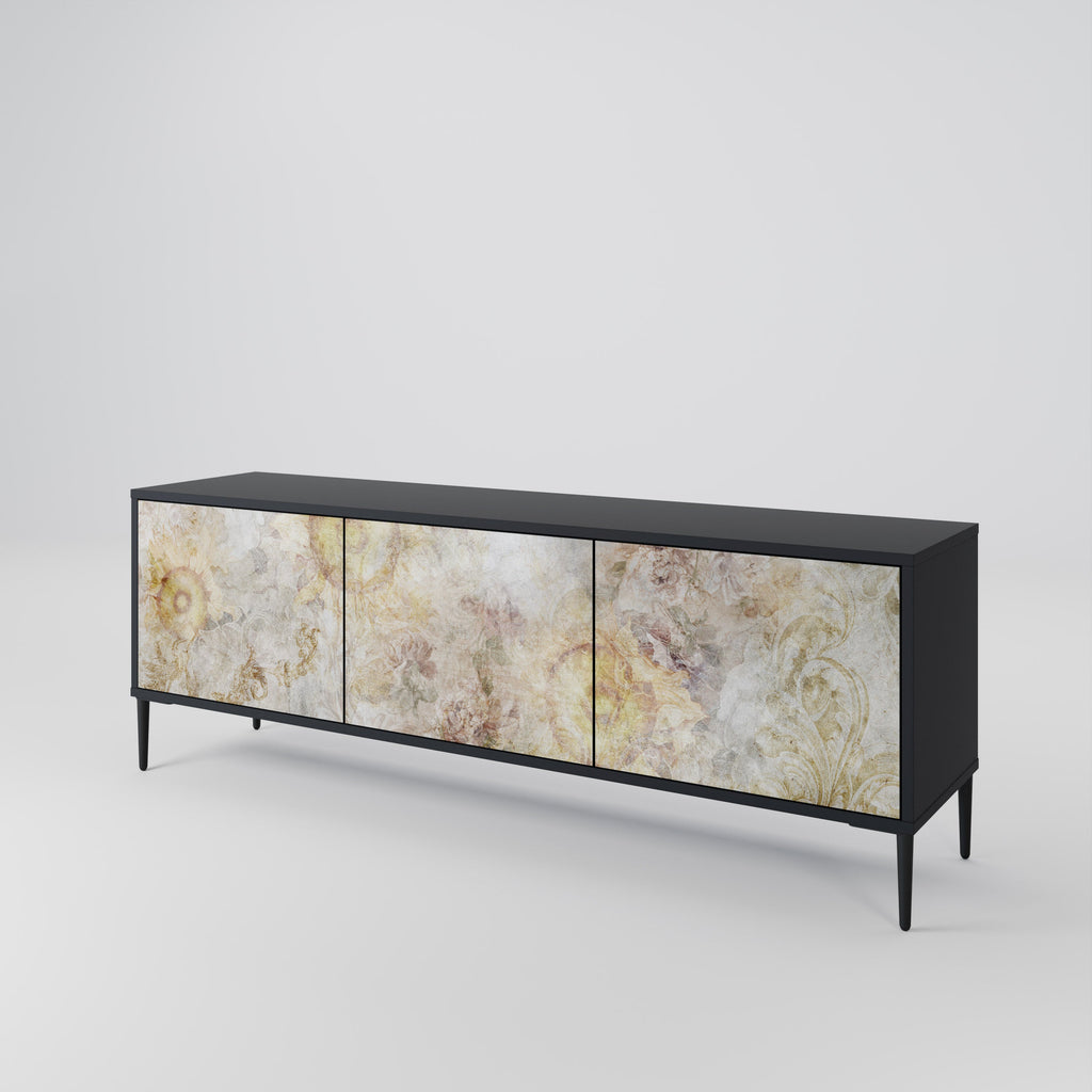 SUNFLOWER BLUR TV-Lowboard mit 3 Türen in Schwarz
