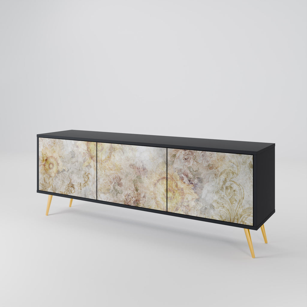 SUNFLOWER BLUR TV-Lowboard mit 3 Türen in Schwarz