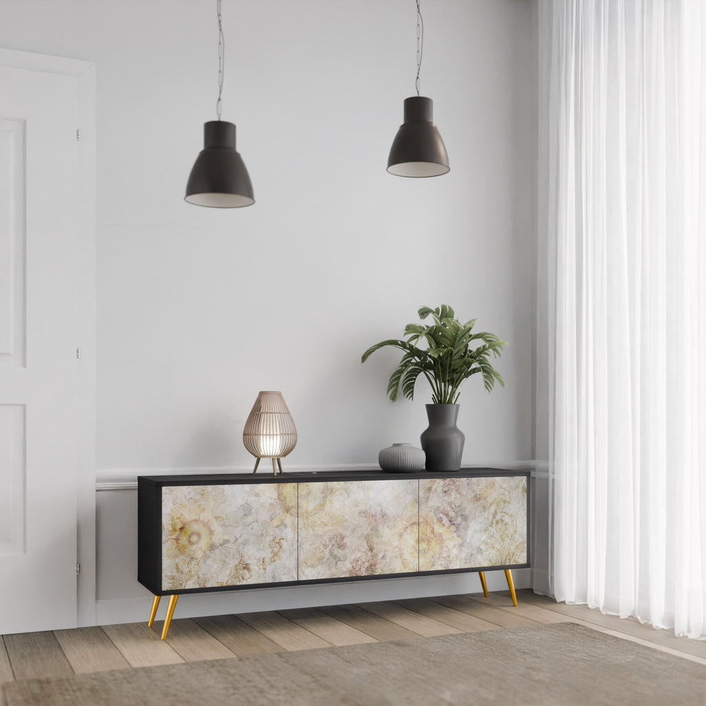 SUNFLOWER BLUR TV-Lowboard mit 3 Türen in Schwarz