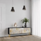 SUNFLOWER BLUR TV-Lowboard mit 3 Türen in Schwarz