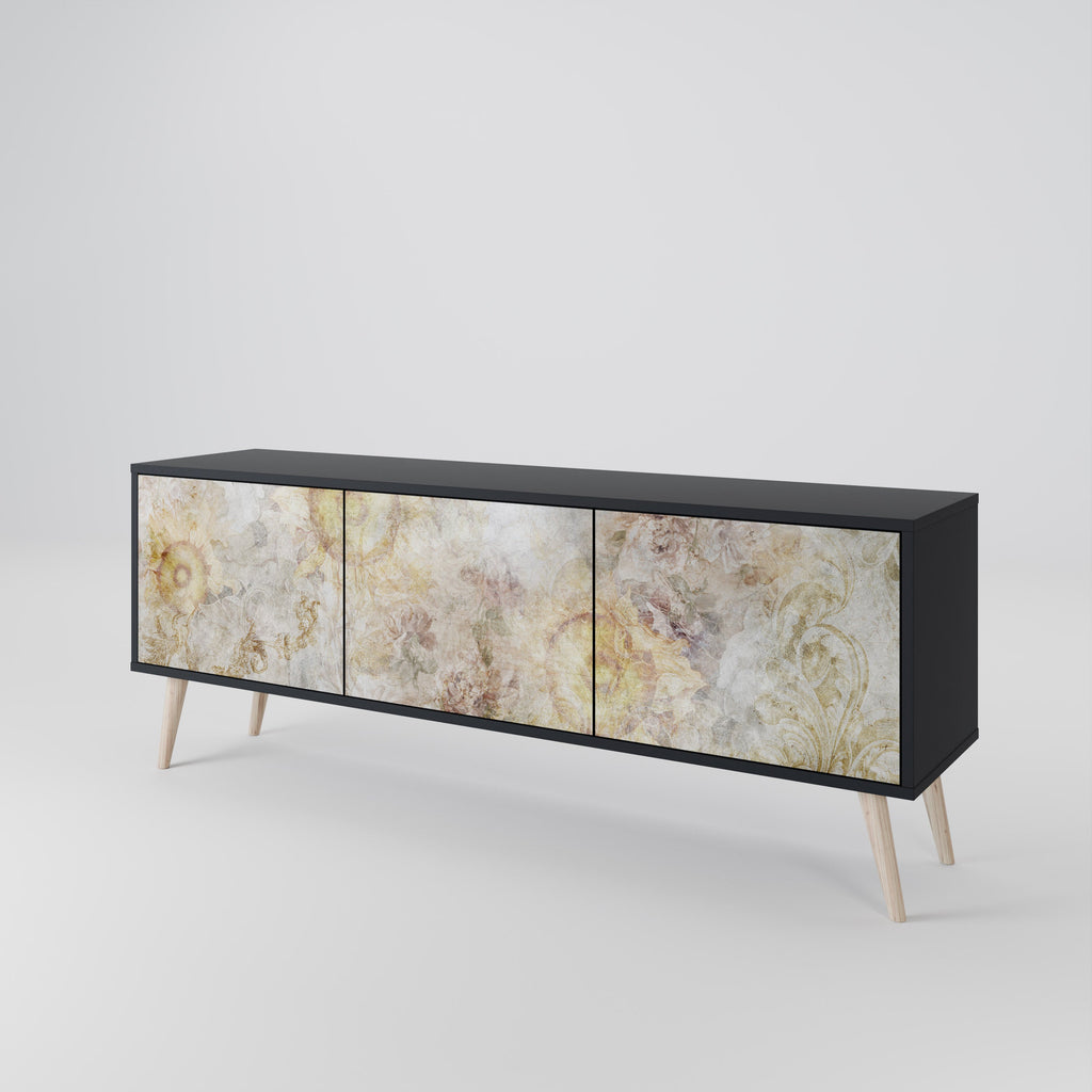SUNFLOWER BLUR TV-Lowboard mit 3 Türen in Schwarz