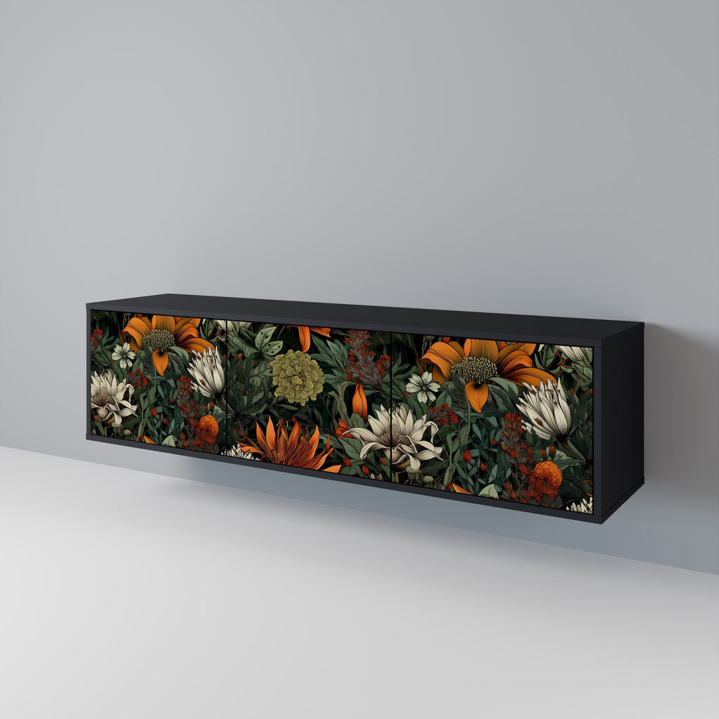 MIDNIGHT SPROUT TV-Lowboard mit 3 Türen in Schwarz