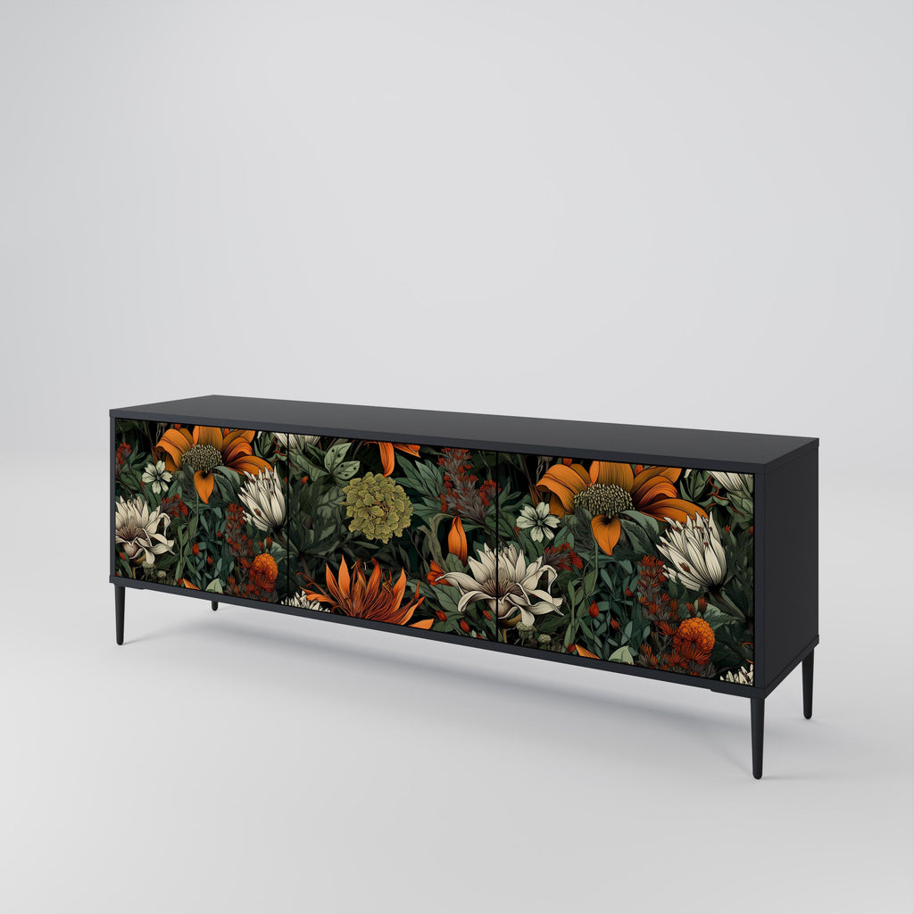 MIDNIGHT SPROUT TV-Lowboard mit 3 Türen in Schwarz