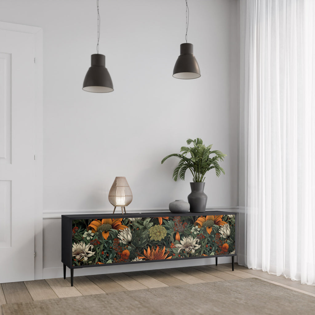 MIDNIGHT SPROUT TV-Lowboard mit 3 Türen in Schwarz