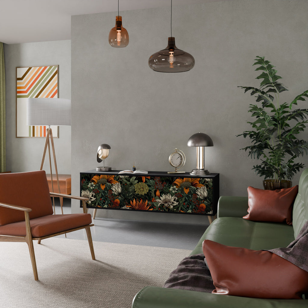 MIDNIGHT SPROUT TV-Lowboard mit 3 Türen in Schwarz