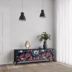 ETHEREAL BLOSSOMS TV-Lowboard mit 3 Türen in Schwarz