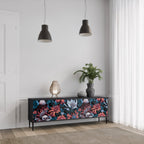 ETHEREAL BLOSSOMS TV-Lowboard mit 3 Türen in Schwarz