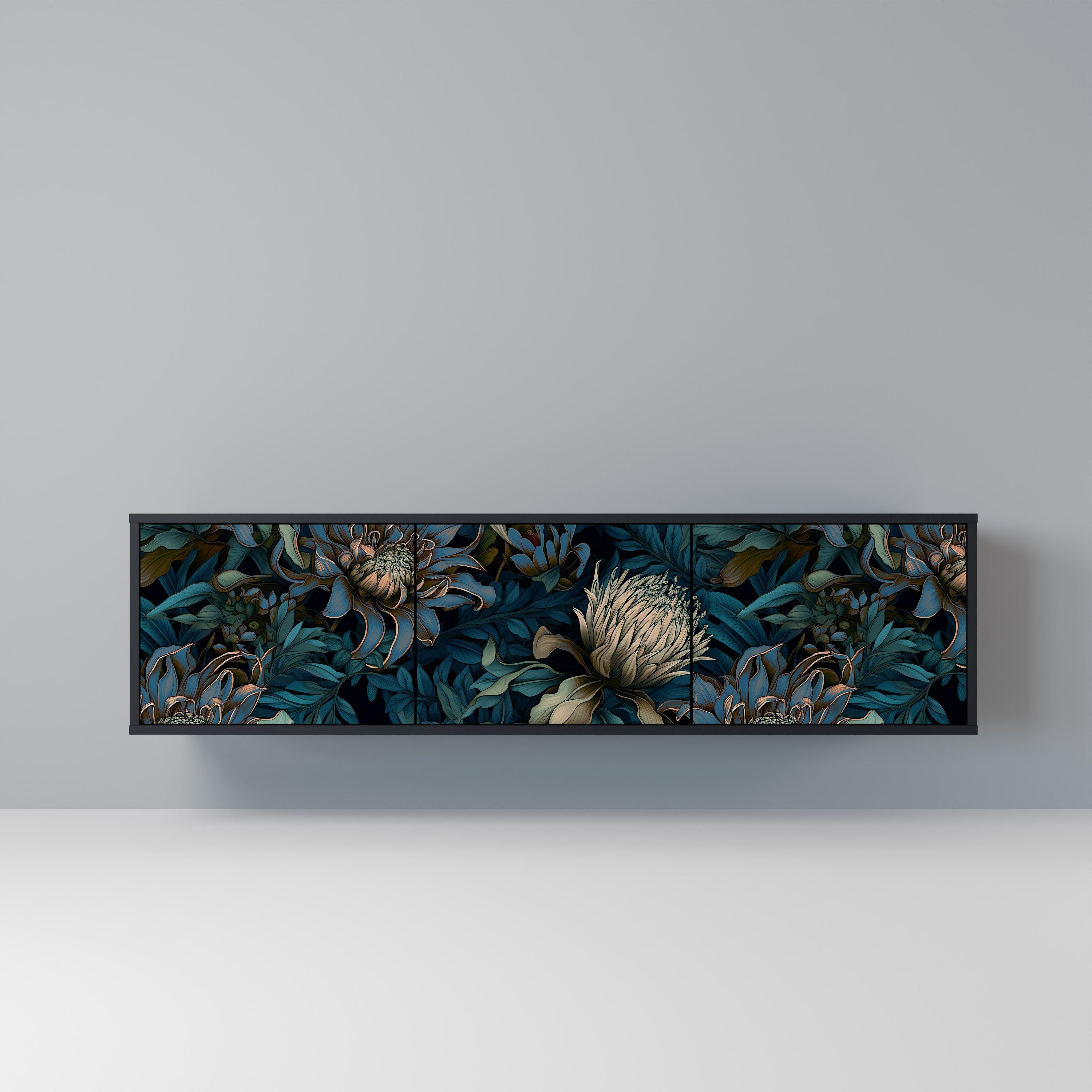 TWILIGHT BLOOM 3-türiger TV-Ständer in Schwarz