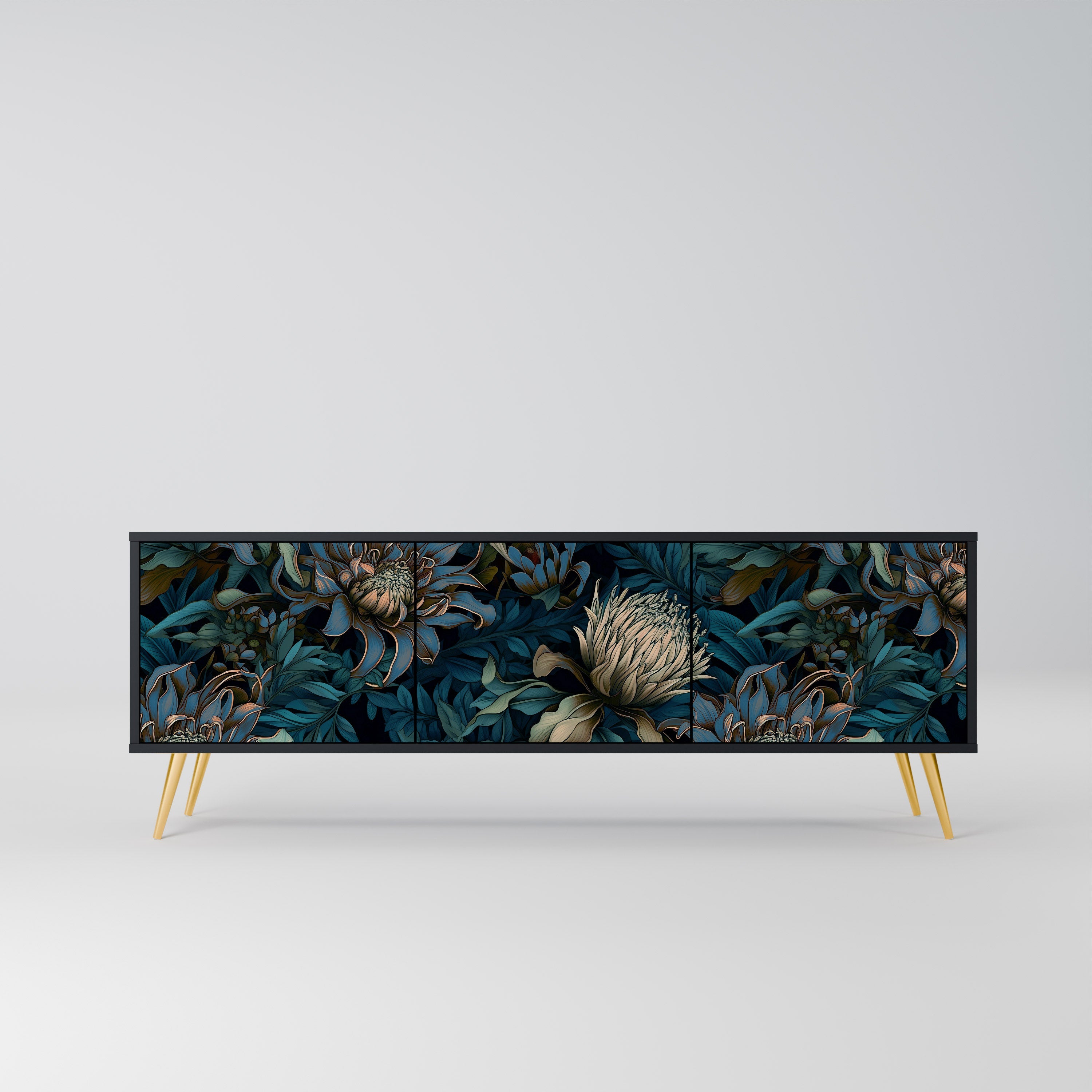 TWILIGHT BLOOM 3-türiger TV-Ständer in Schwarz