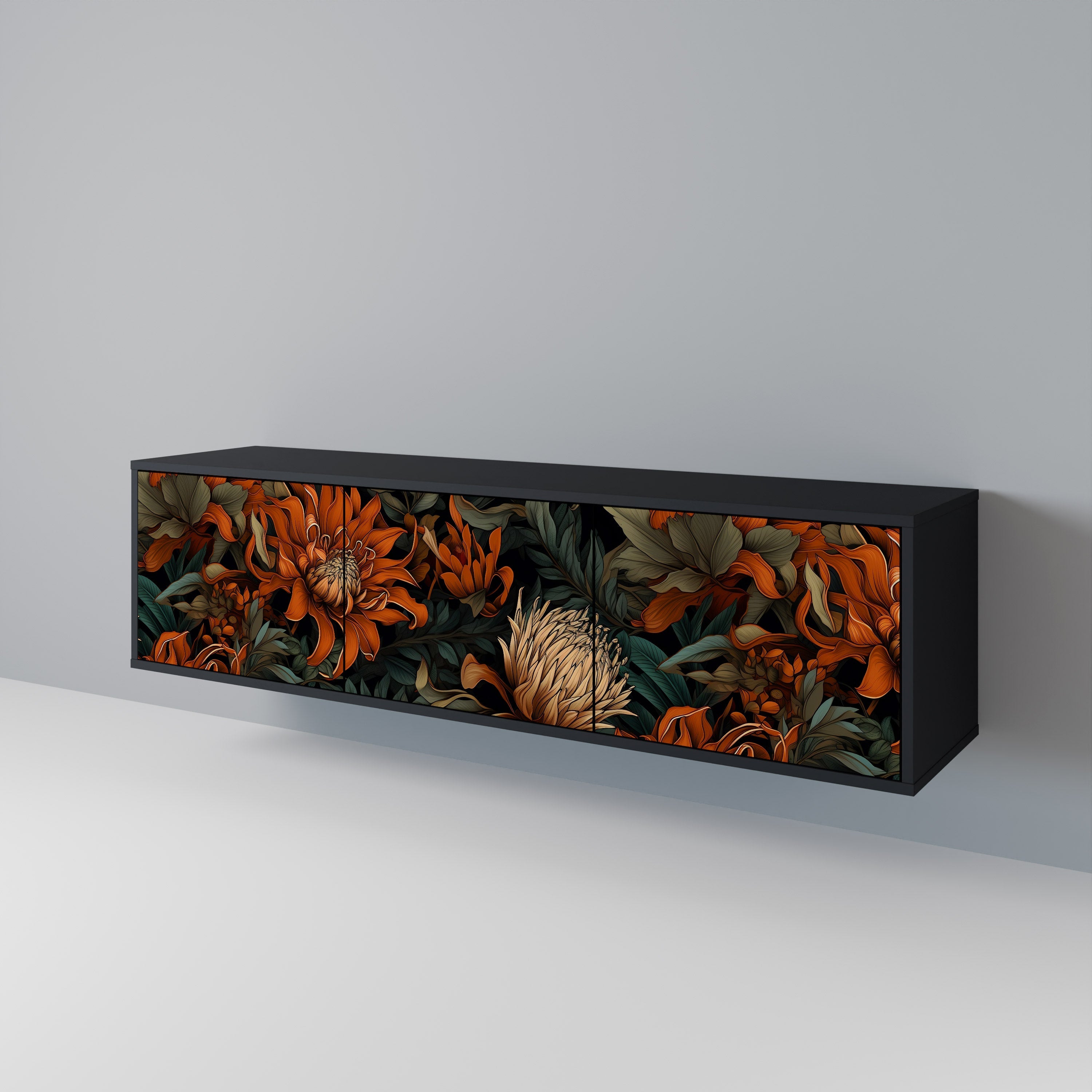 DAWN BLOOM 3-türiger TV-Ständer in Schwarz