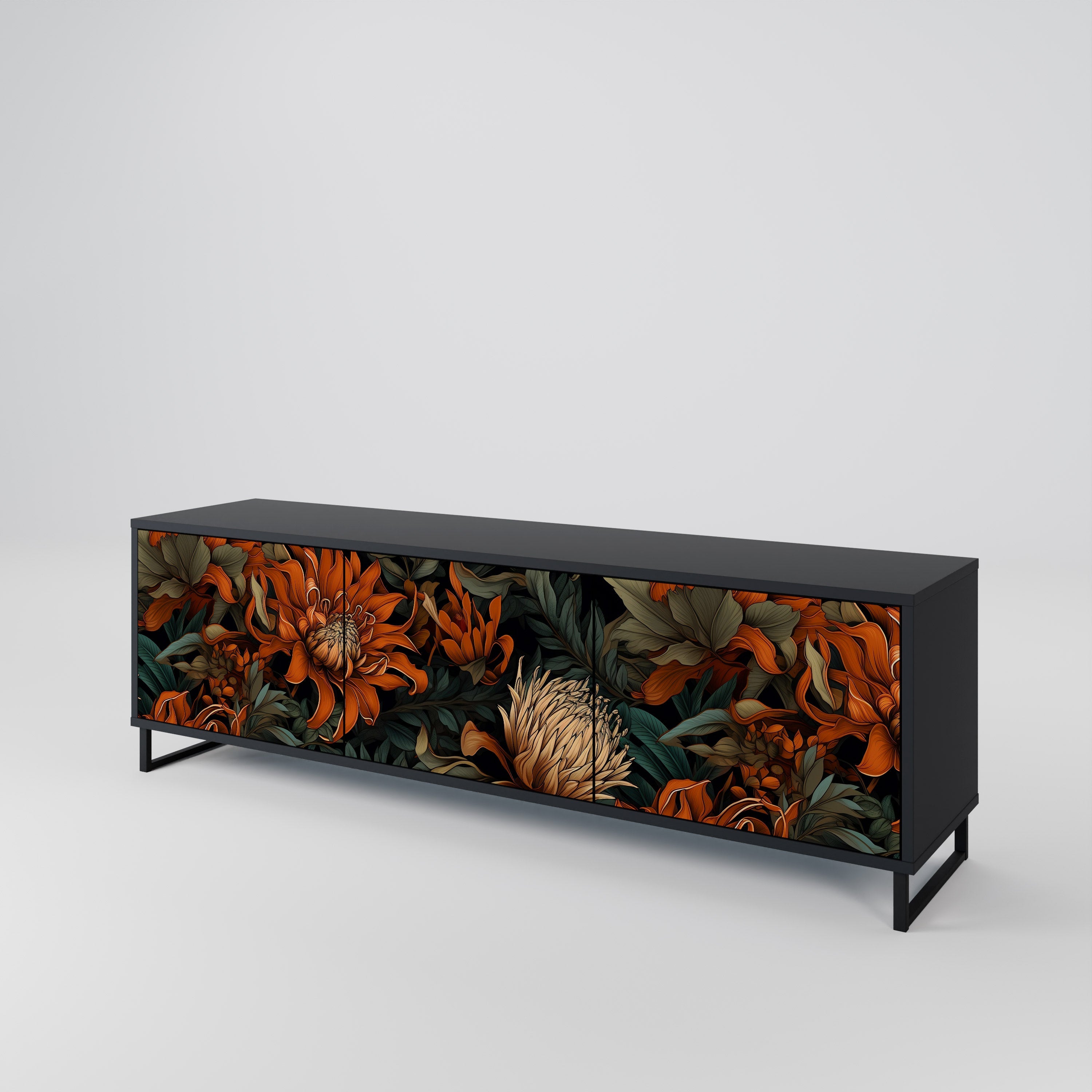 DAWN BLOOM 3-türiger TV-Ständer in Schwarz