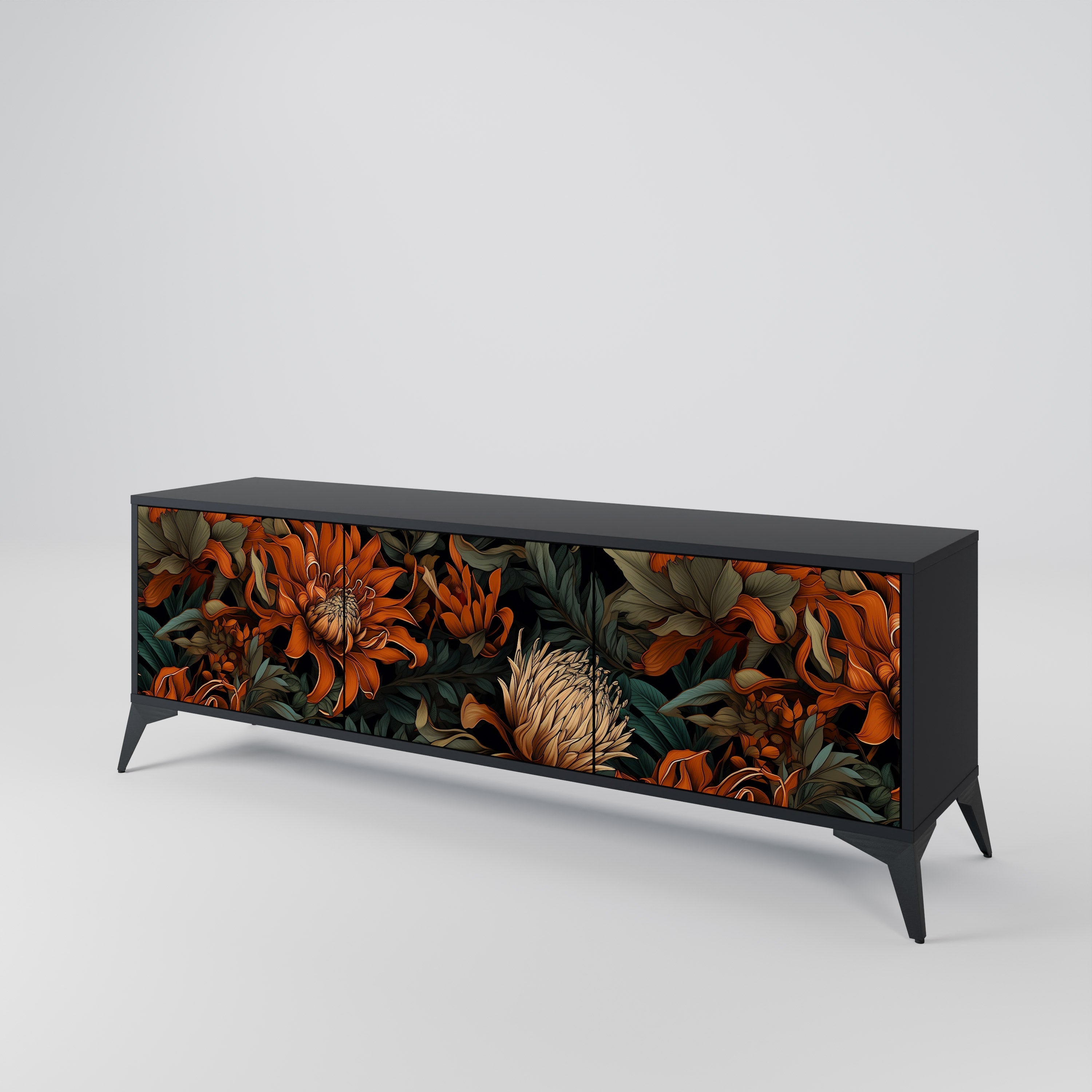 DAWN BLOOM 3-türiger TV-Ständer in Schwarz