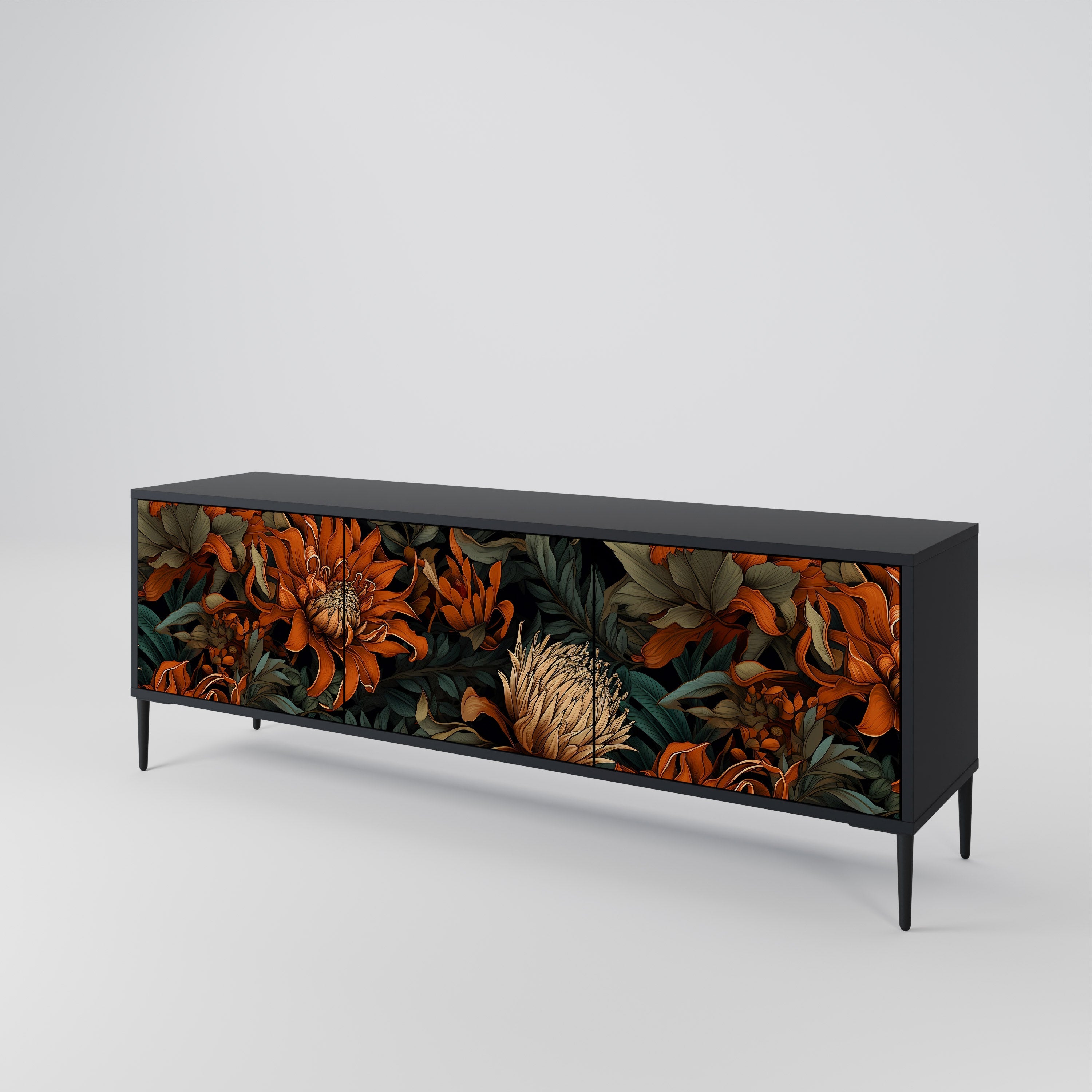DAWN BLOOM 3-türiger TV-Ständer in Schwarz