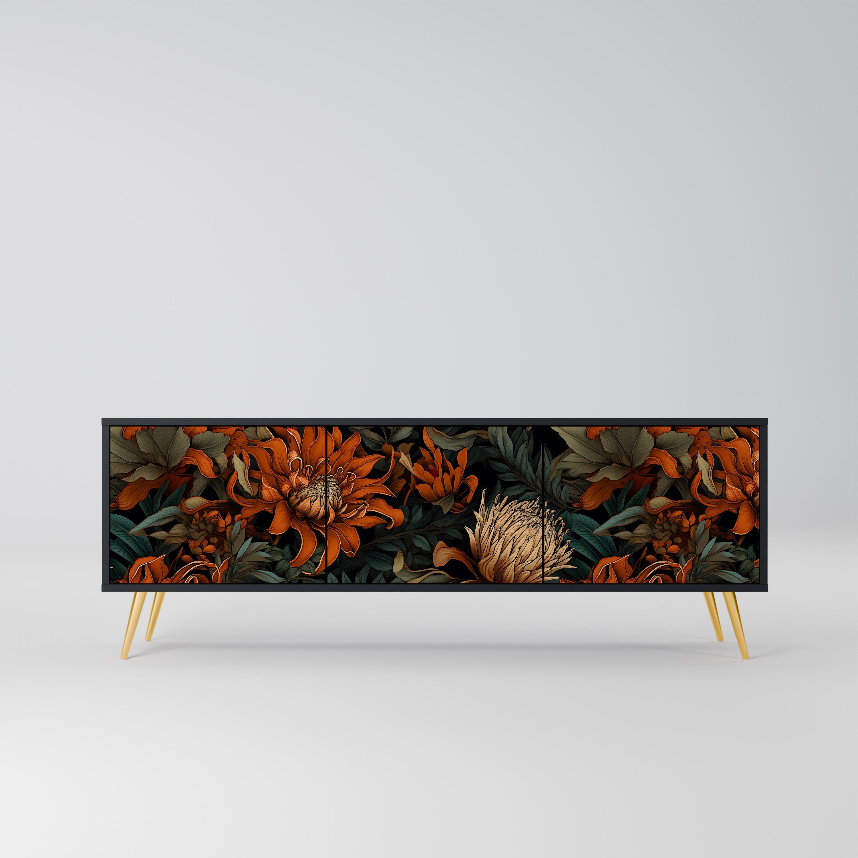 DAWN BLOOM 3-türiger TV-Ständer in Schwarz