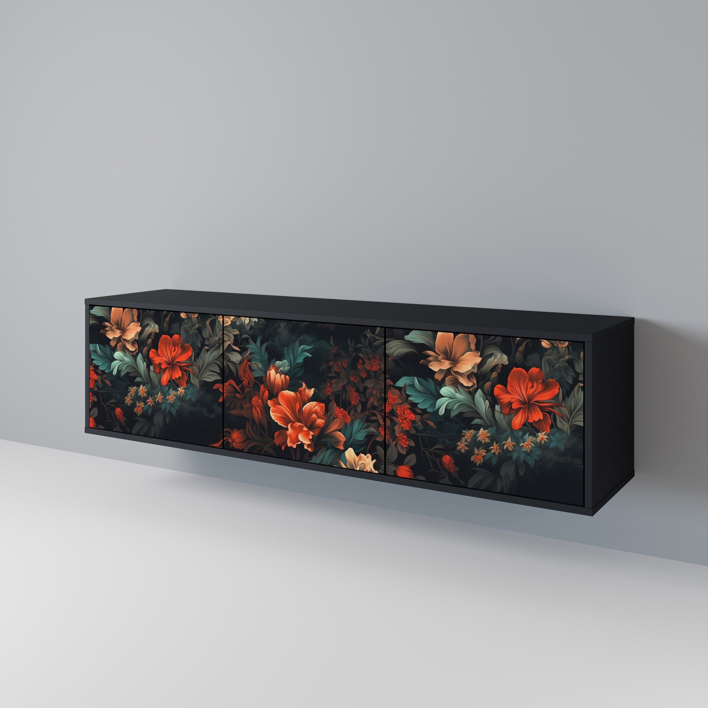 IMAGINARY BLOSSOM 3-türiger TV-Ständer in Schwarz