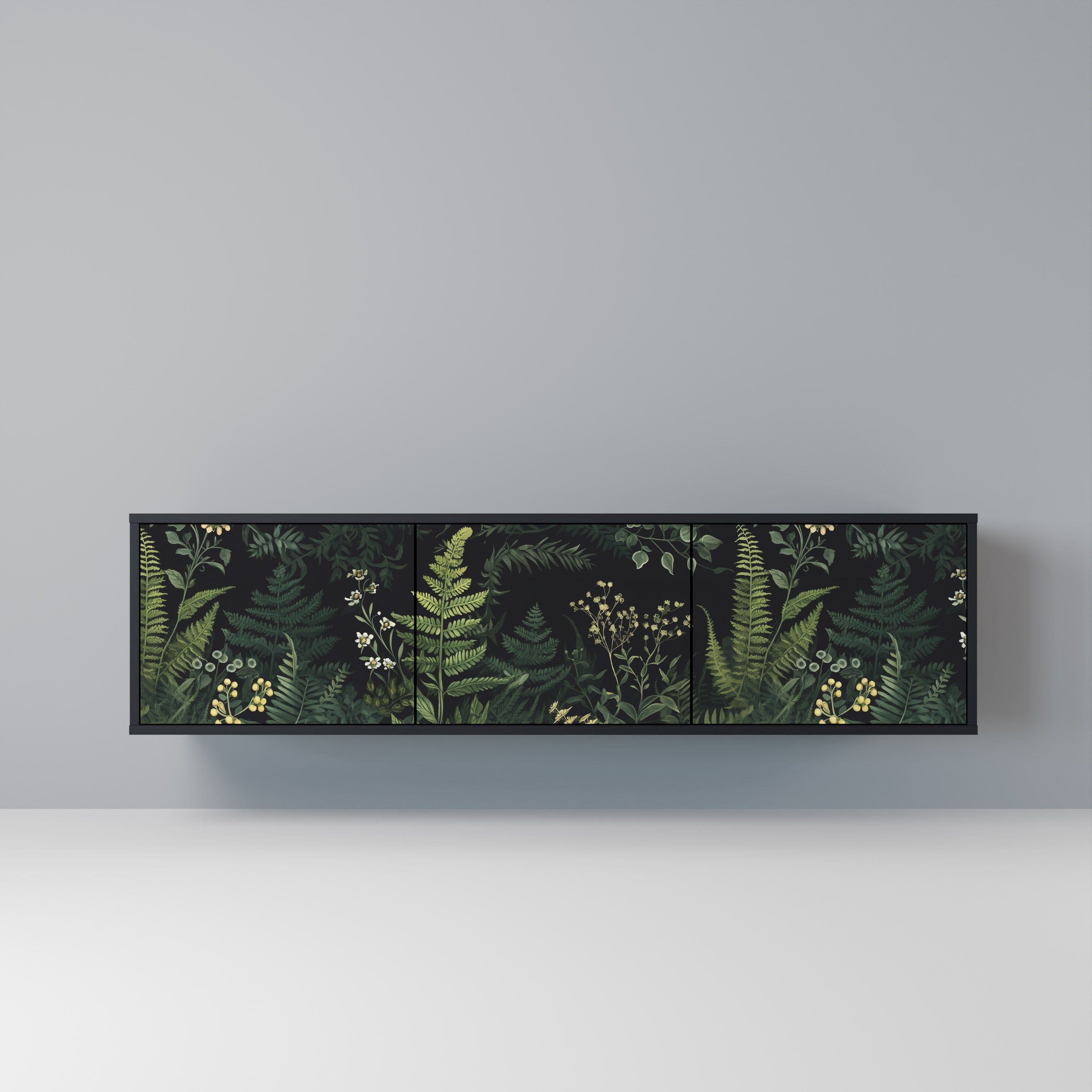 FERN FLOWERS 3-türiger TV-Ständer in Schwarz