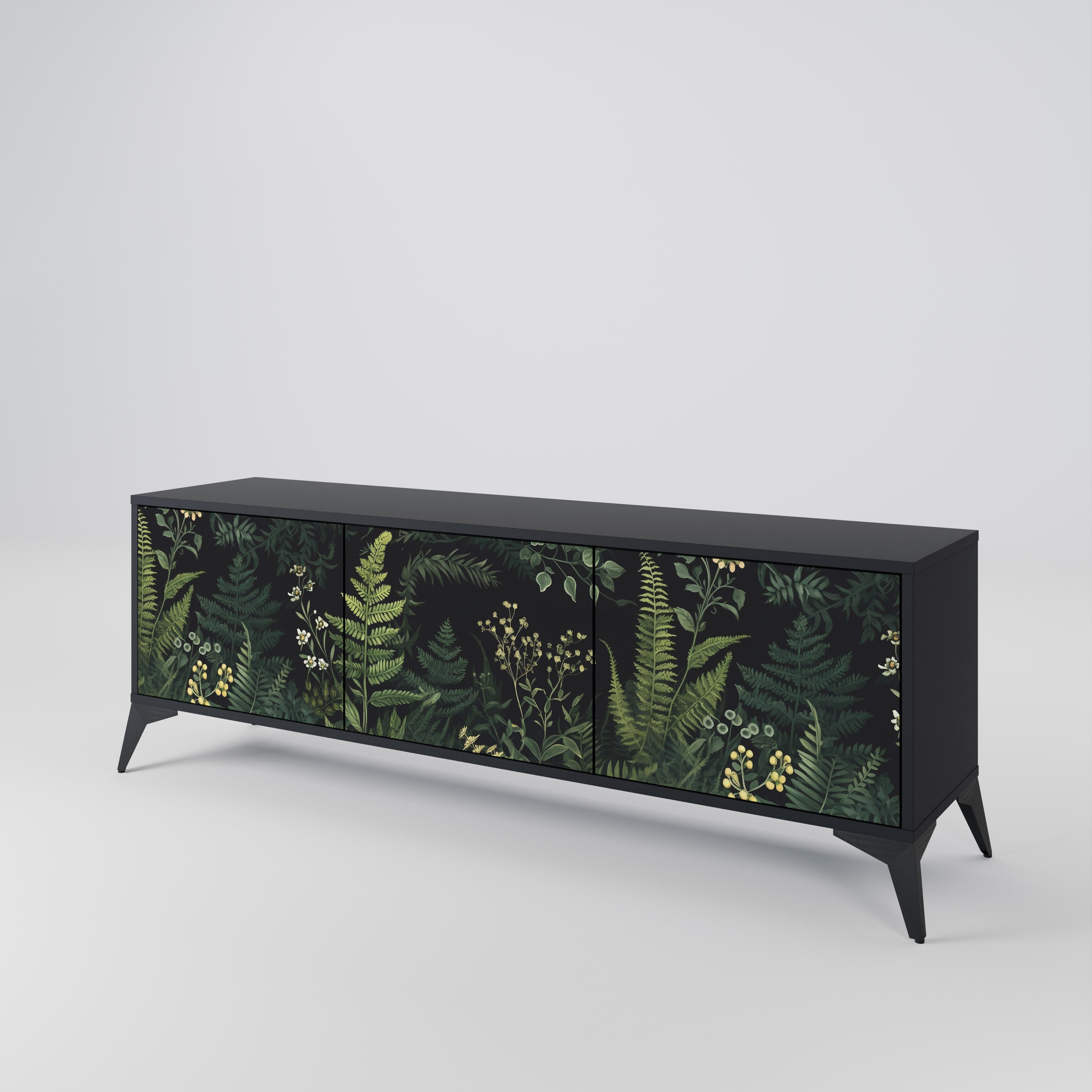 FERN FLOWERS 3-türiger TV-Ständer in Schwarz