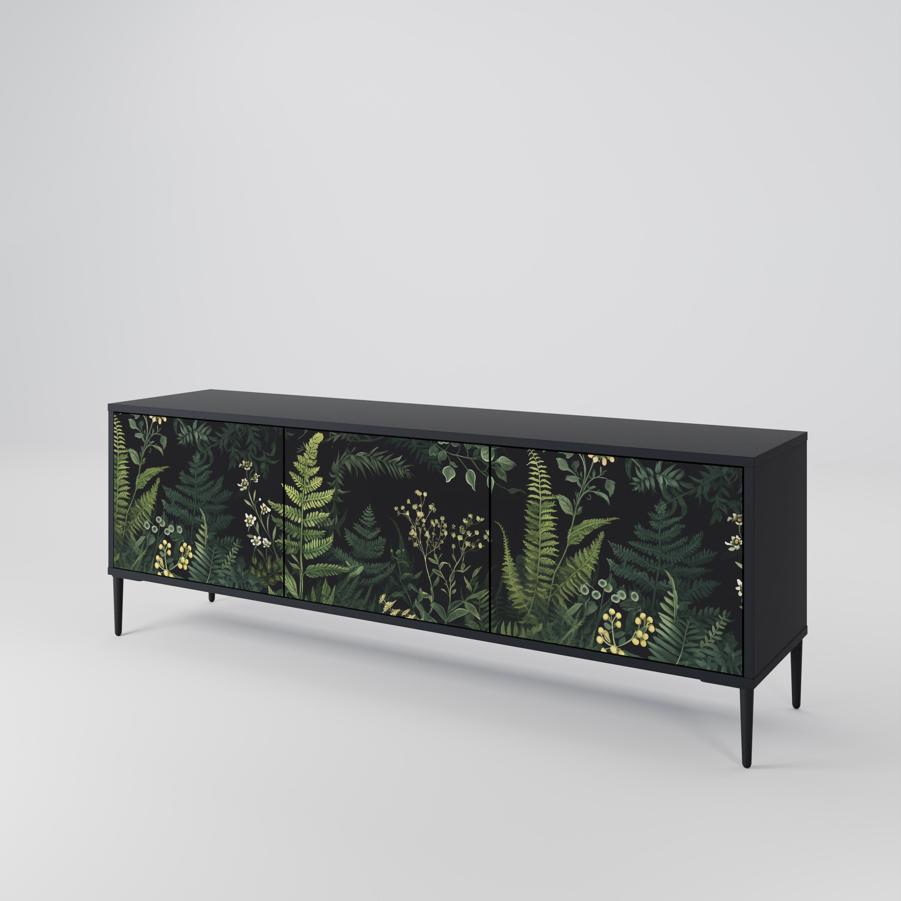 FERN FLOWERS 3-türiger TV-Ständer in Schwarz