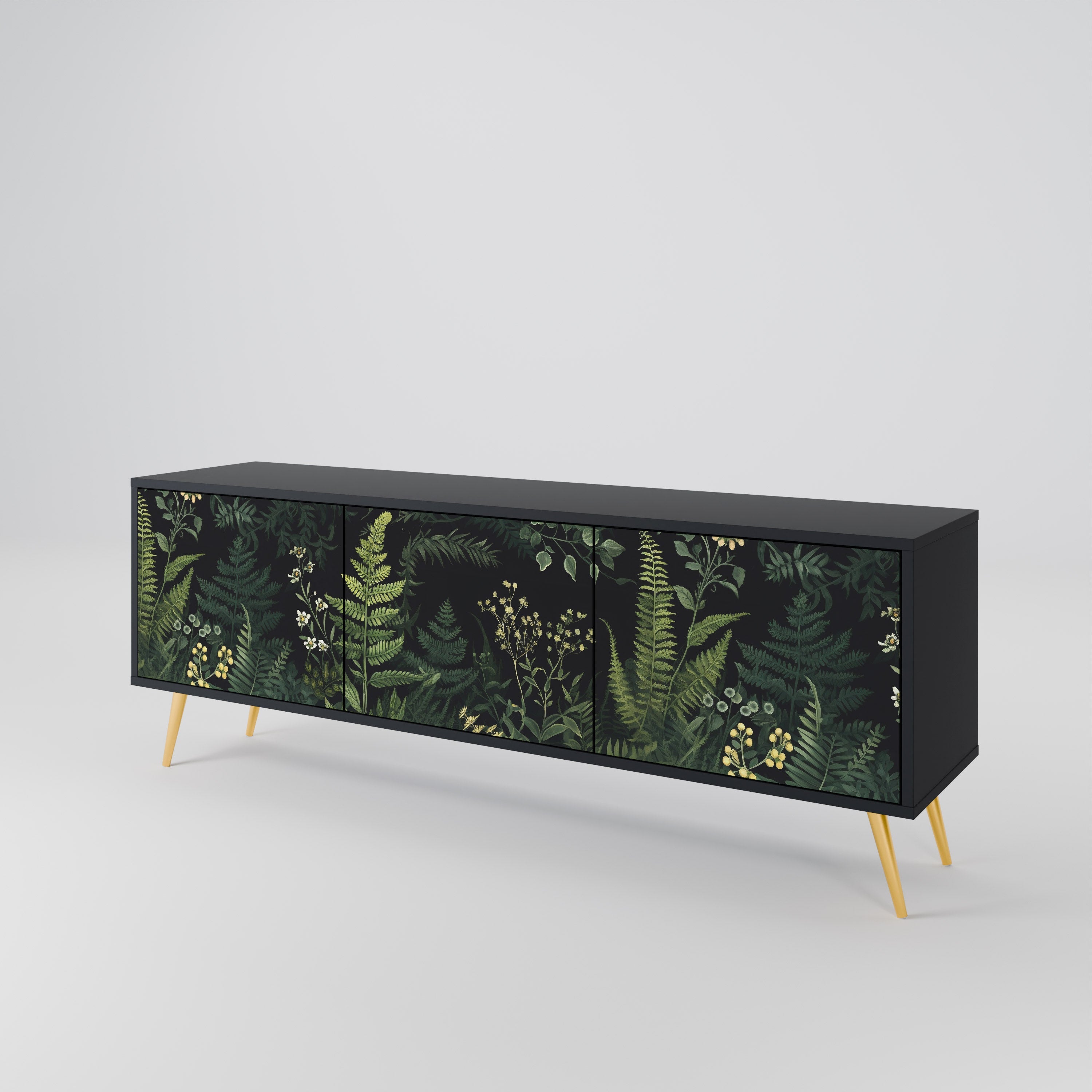 FERN FLOWERS 3-türiger TV-Ständer in Schwarz