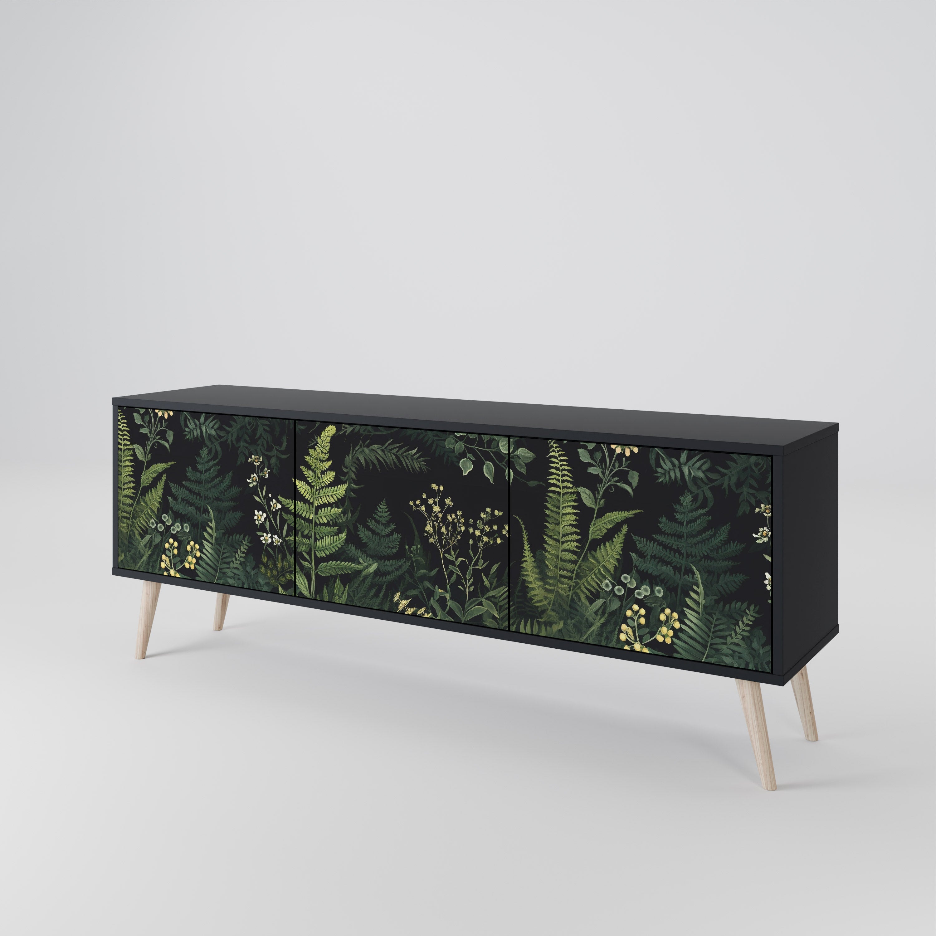 FERN FLOWERS 3-türiger TV-Ständer in Schwarz