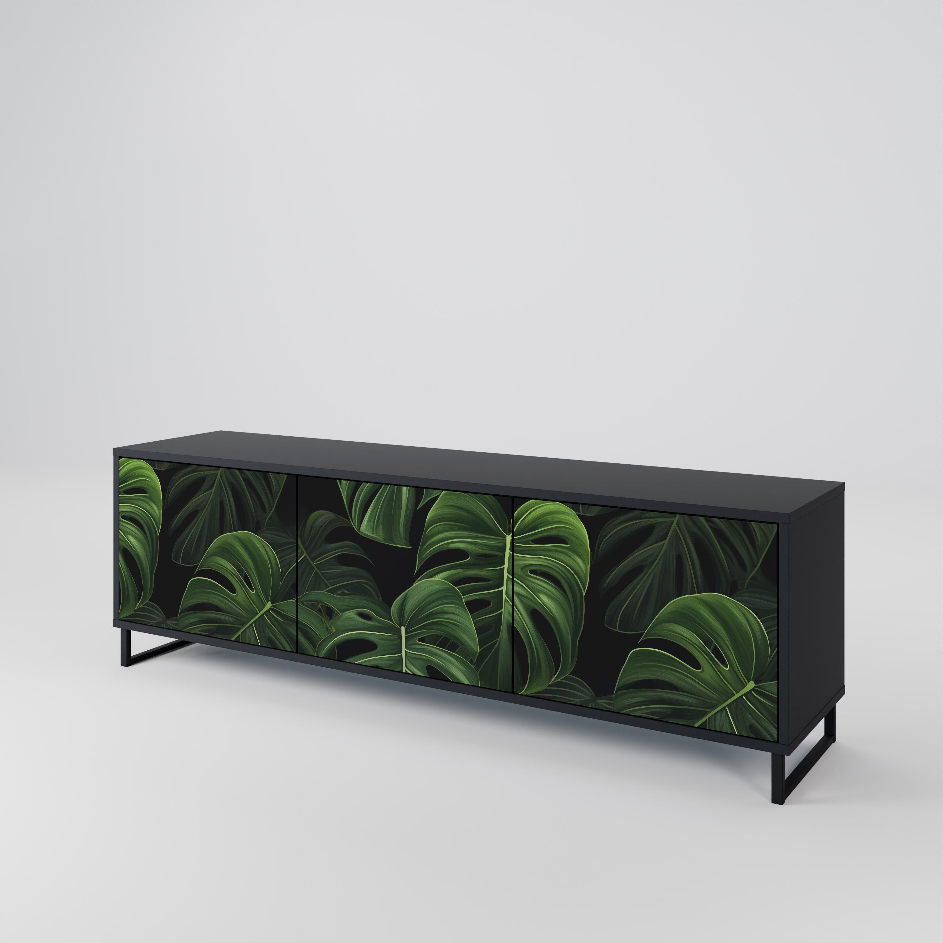 INFINITE MONSTERA 3-türiger TV-Ständer in Schwarz