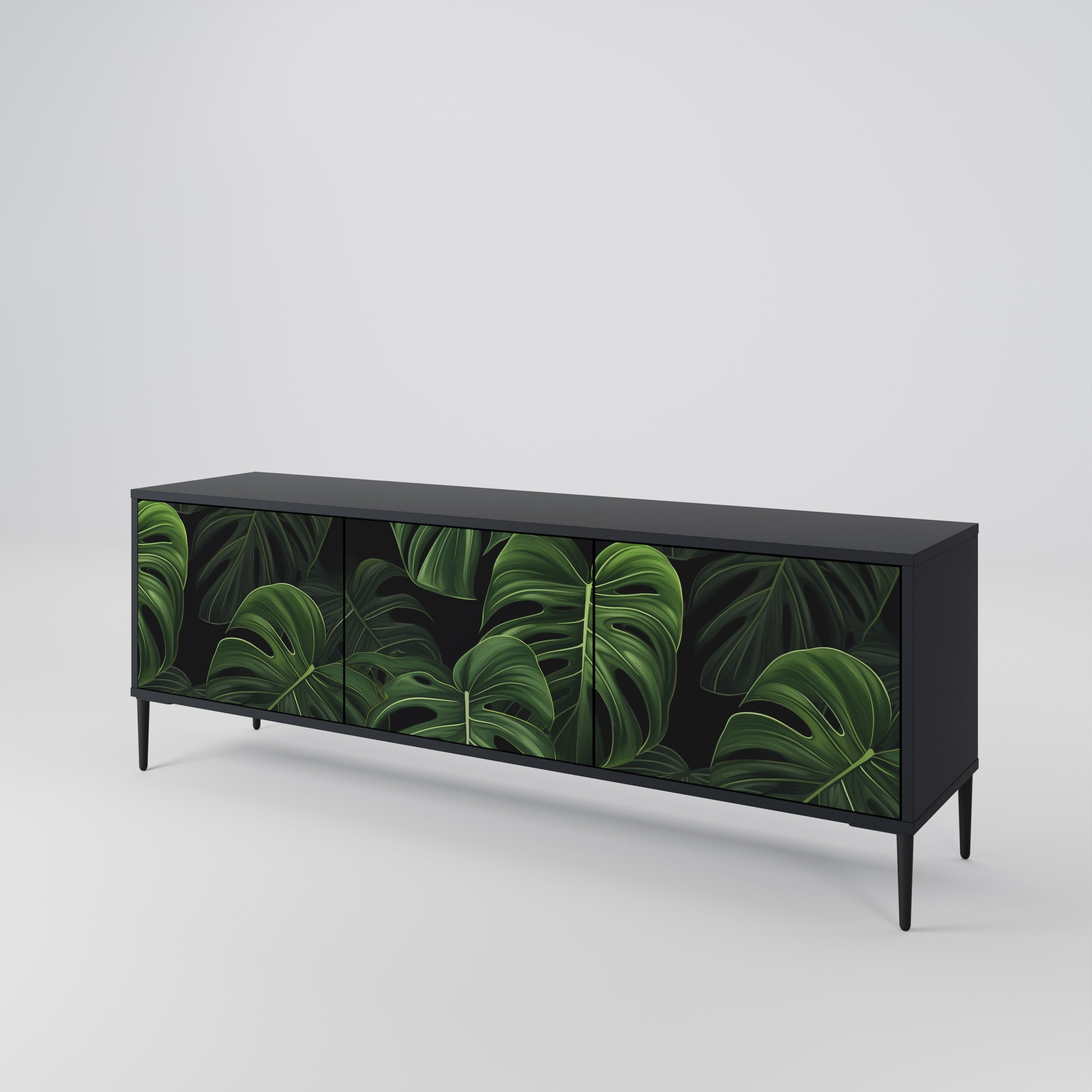 INFINITE MONSTERA 3-türiger TV-Ständer in Schwarz