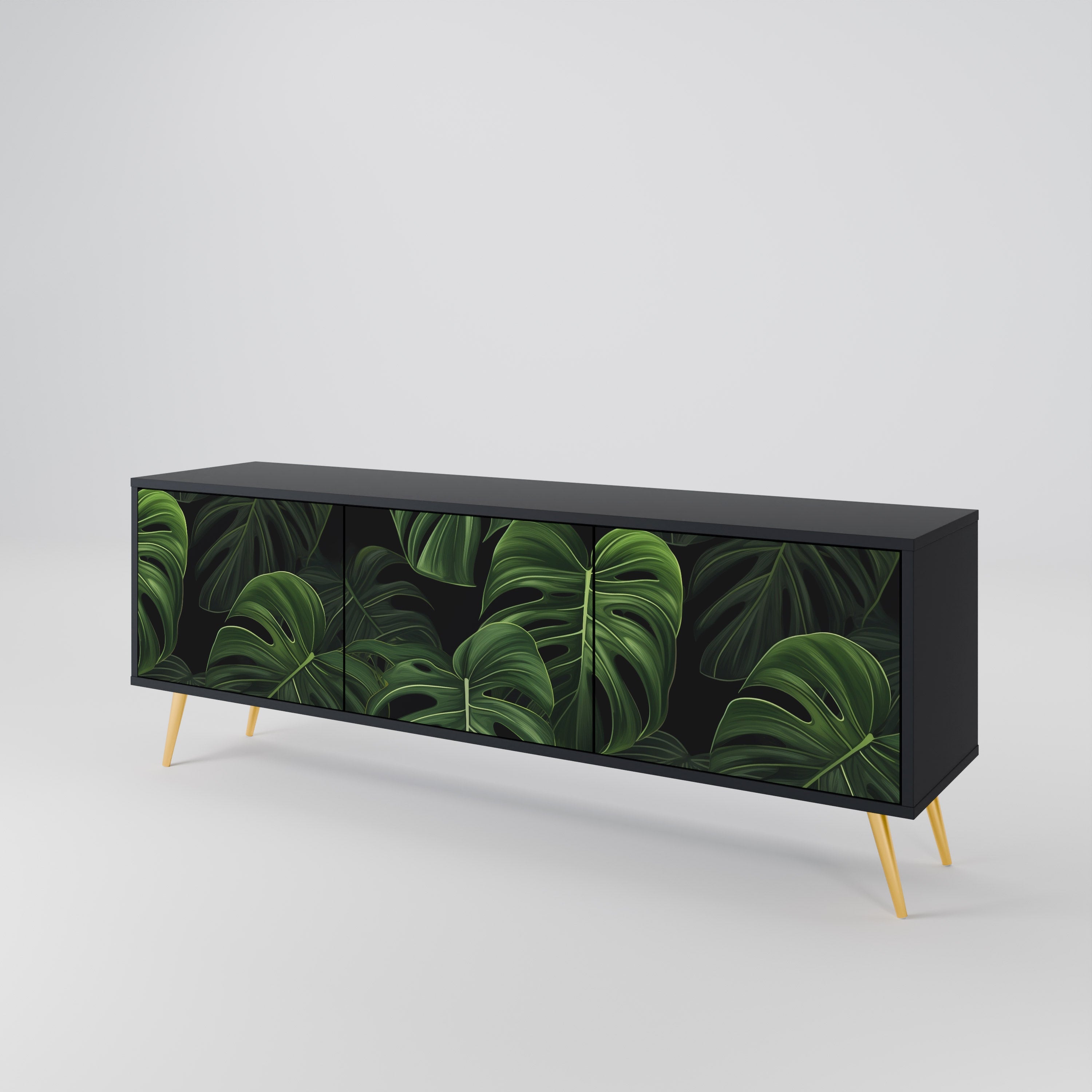 INFINITE MONSTERA 3-türiger TV-Ständer in Schwarz