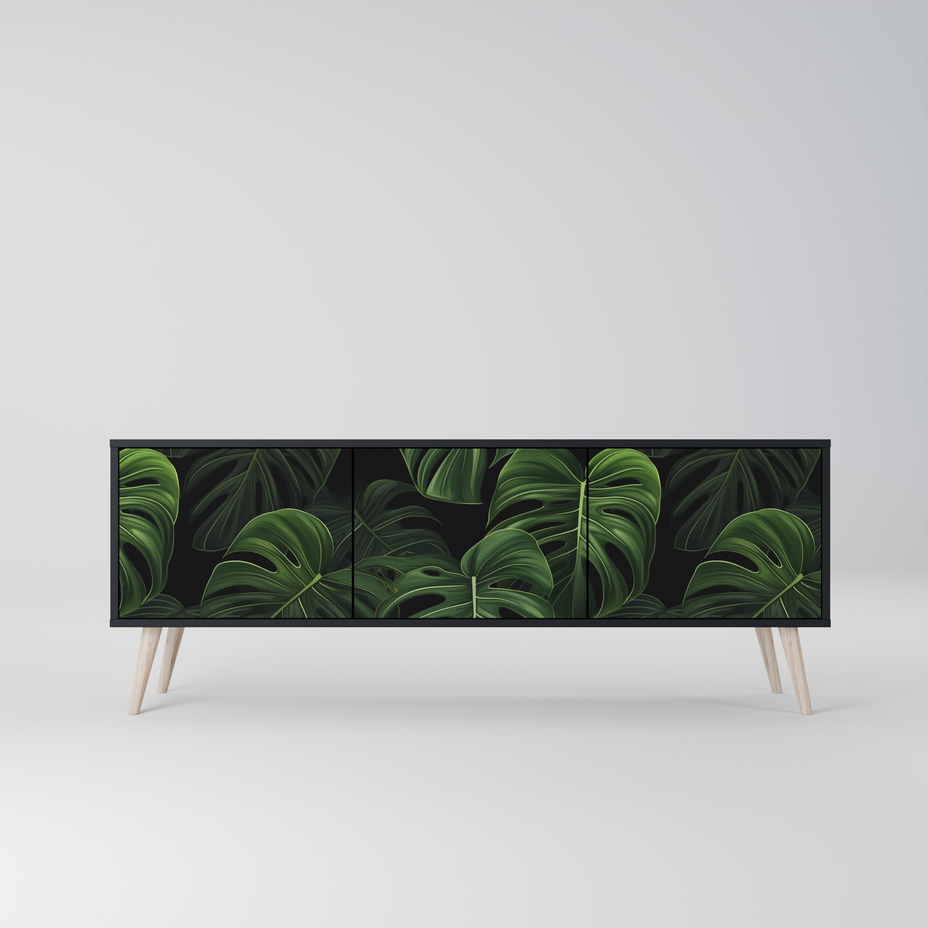 INFINITE MONSTERA 3-türiger TV-Ständer in Schwarz