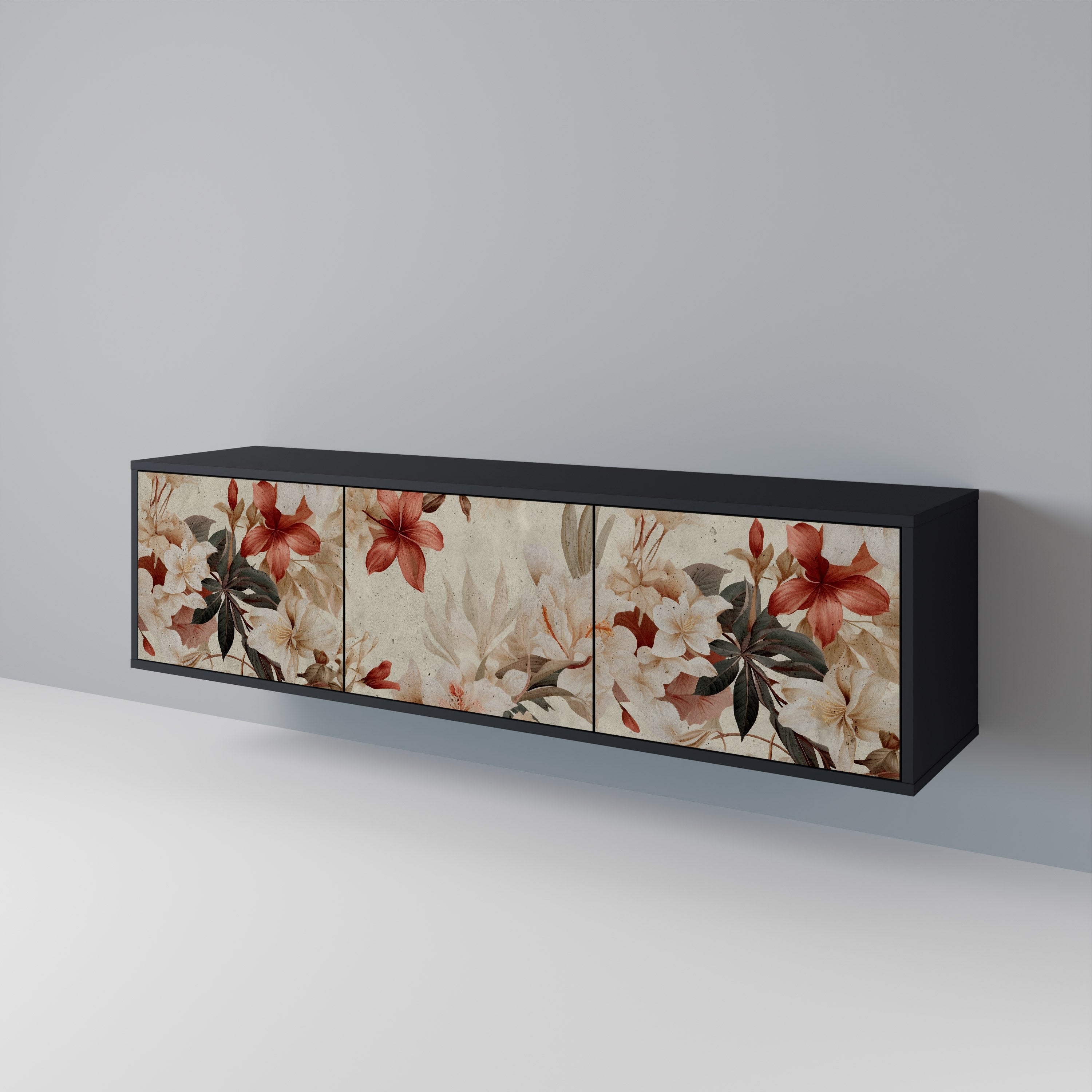 PETAL HARMONY 3-türiger TV-Ständer in Schwarz