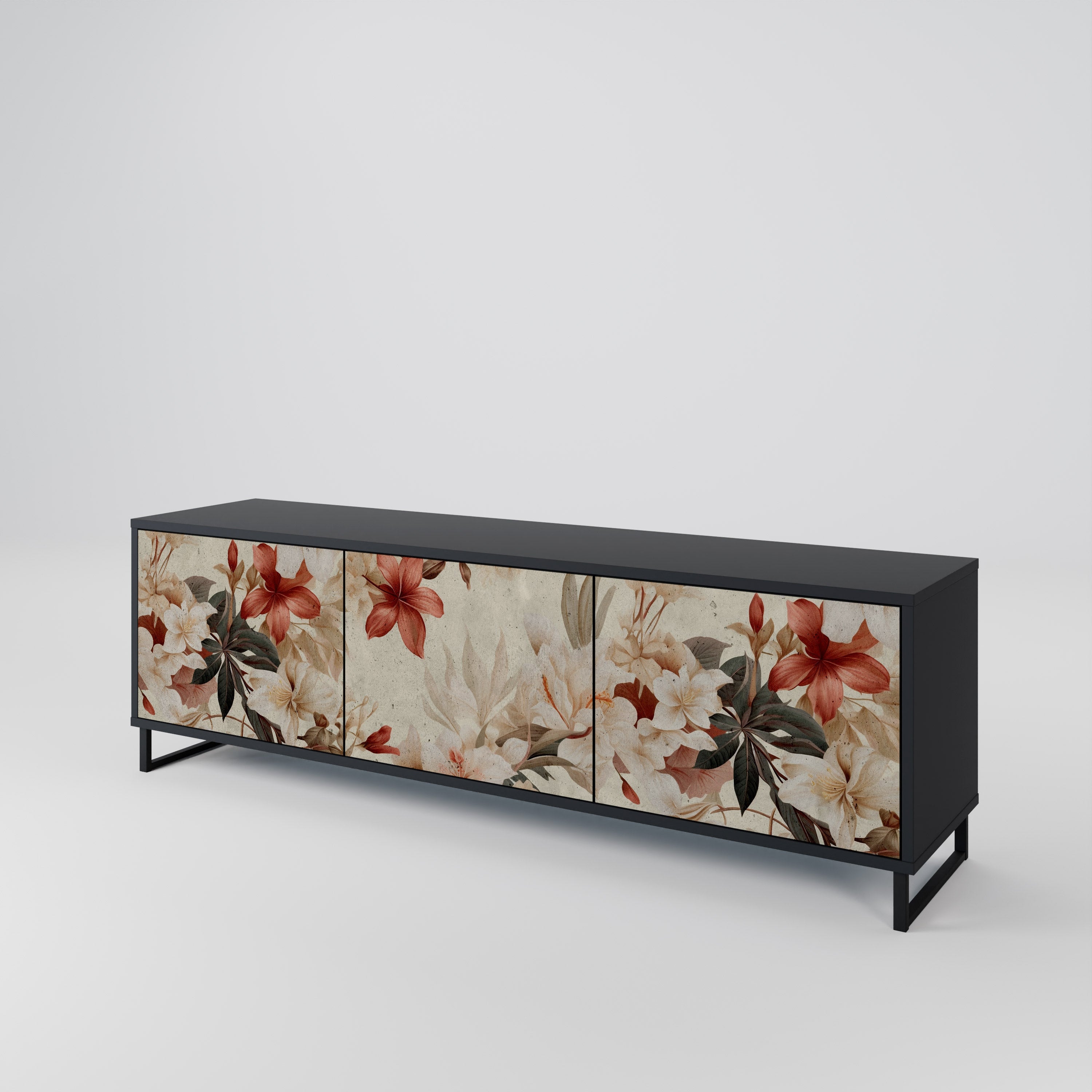 PETAL HARMONY 3-türiger TV-Ständer in Schwarz