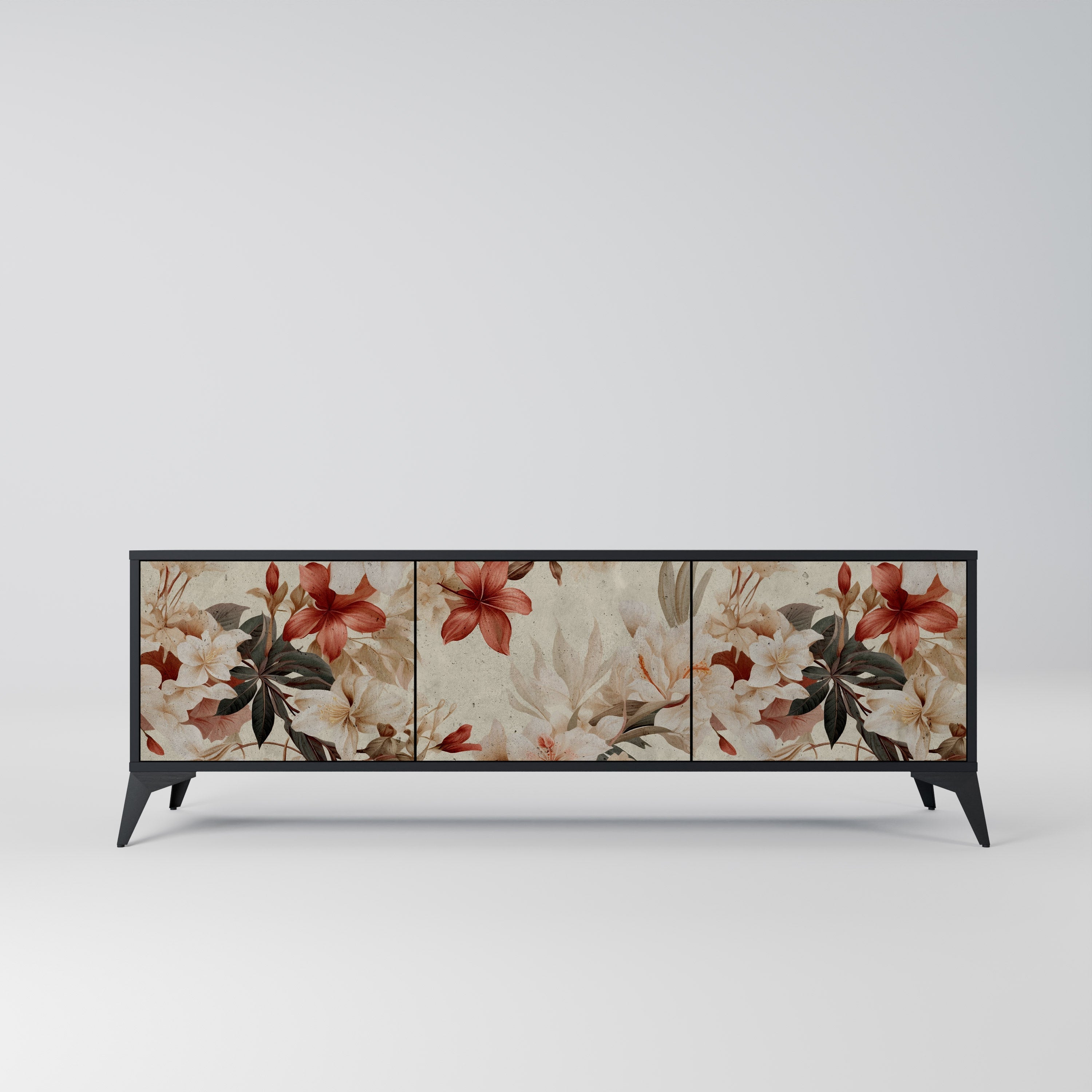 PETAL HARMONY 3-türiger TV-Ständer in Schwarz