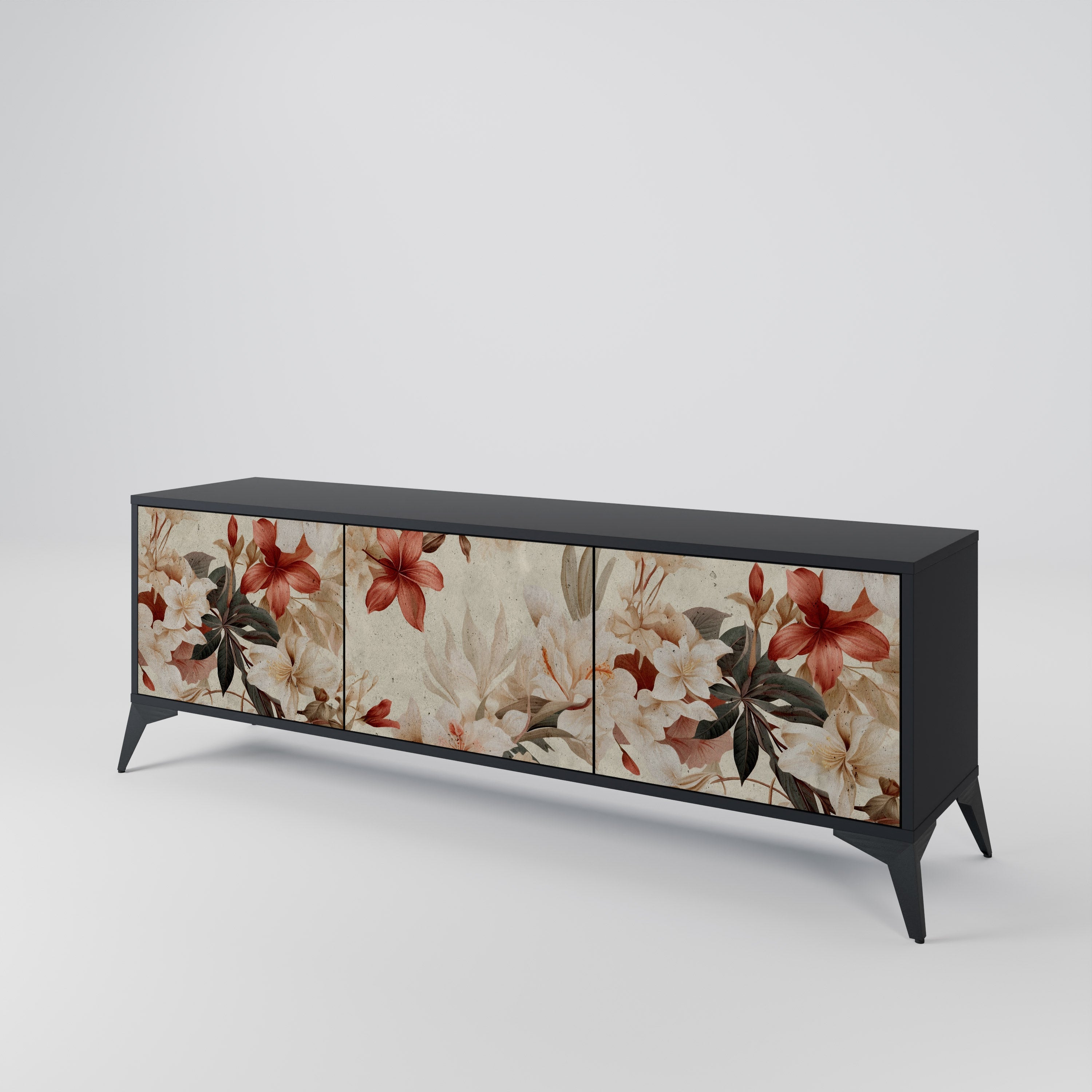 PETAL HARMONY 3-türiger TV-Ständer in Schwarz