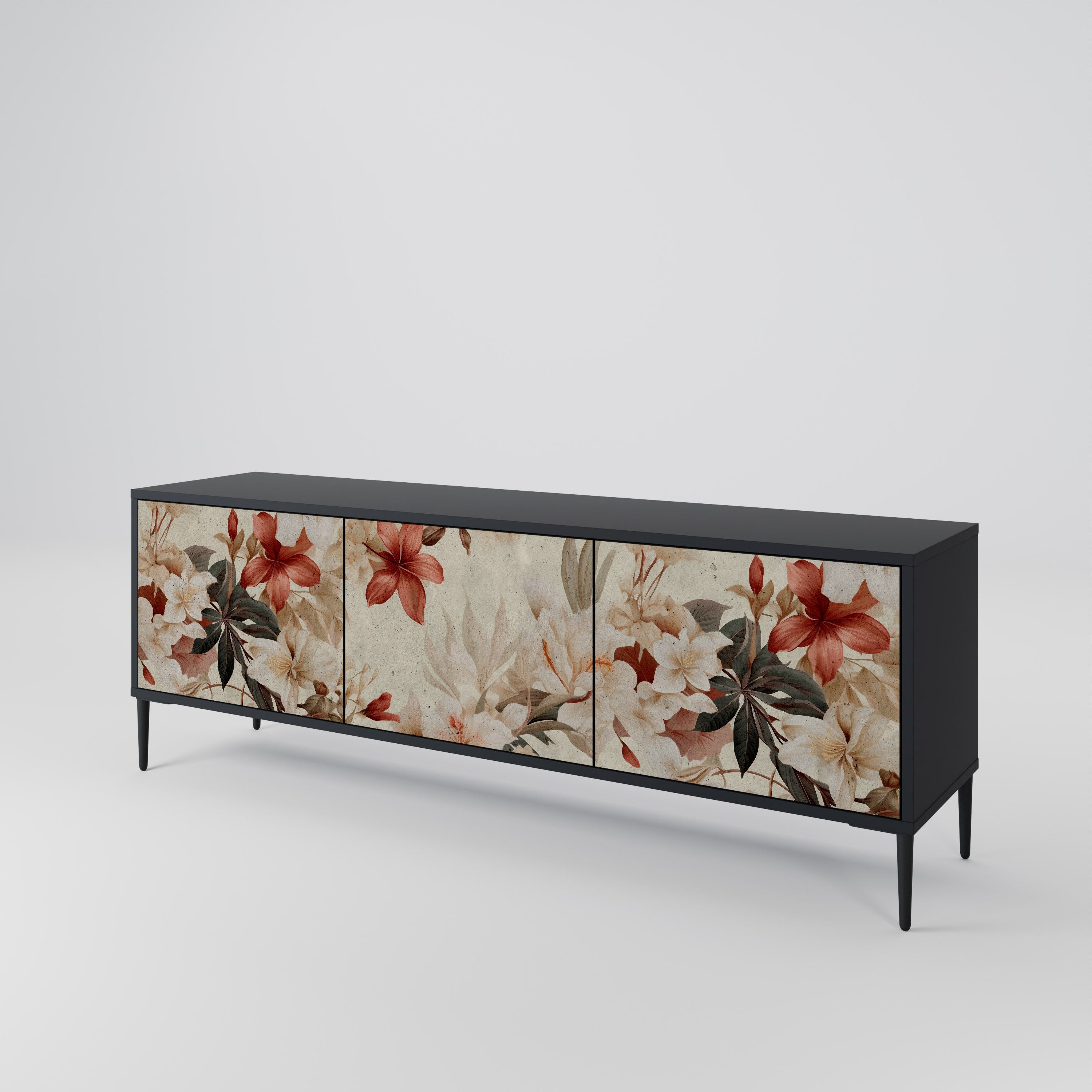 PETAL HARMONY 3-türiger TV-Ständer in Schwarz