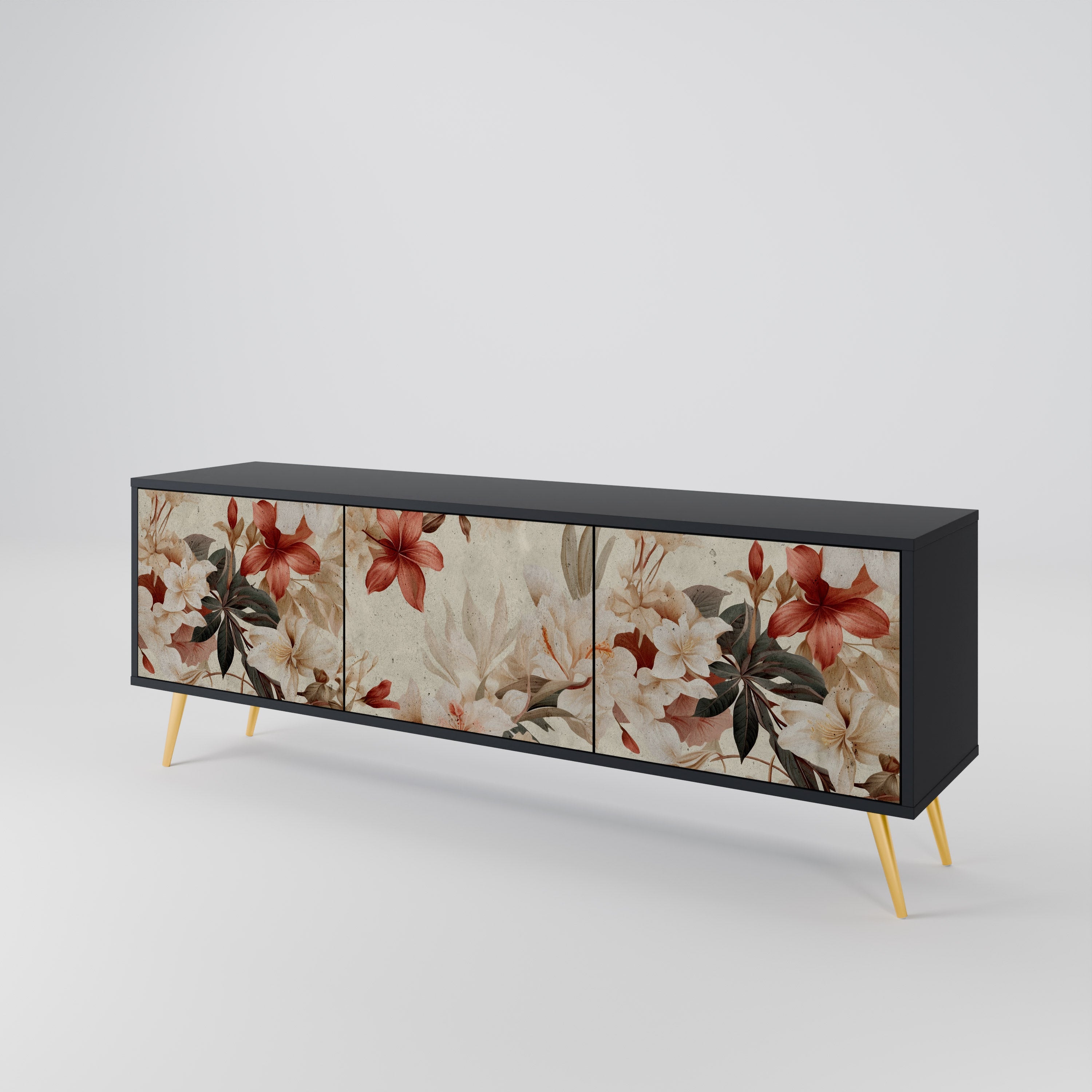 PETAL HARMONY 3-türiger TV-Ständer in Schwarz