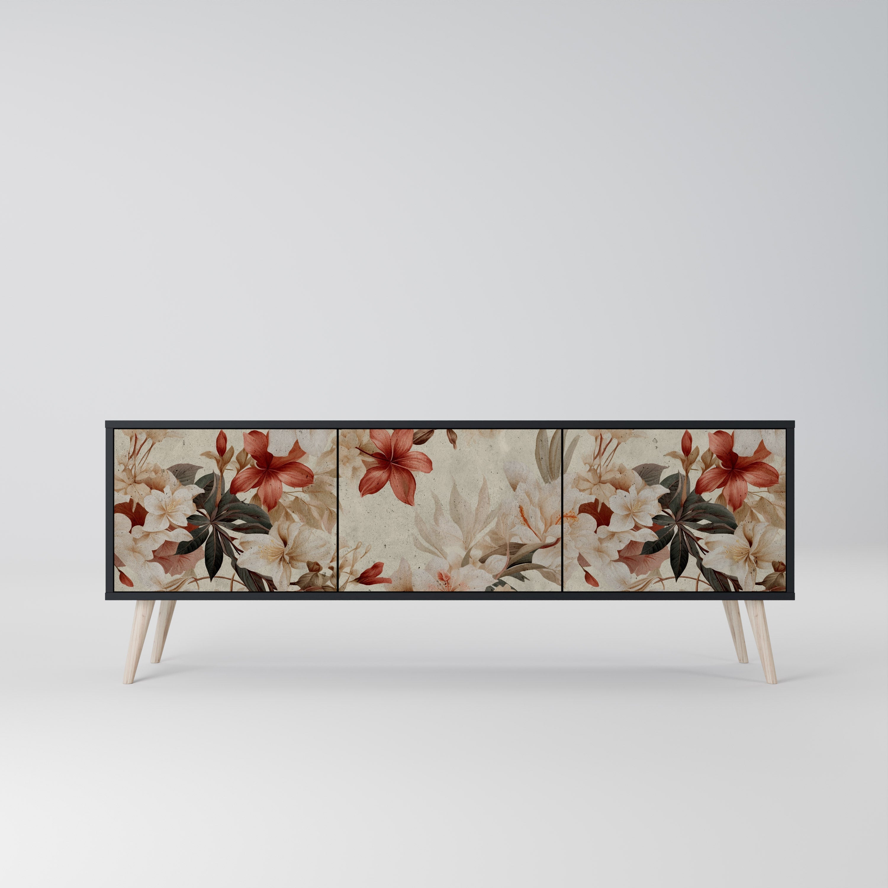 PETAL HARMONY 3-türiger TV-Ständer in Schwarz