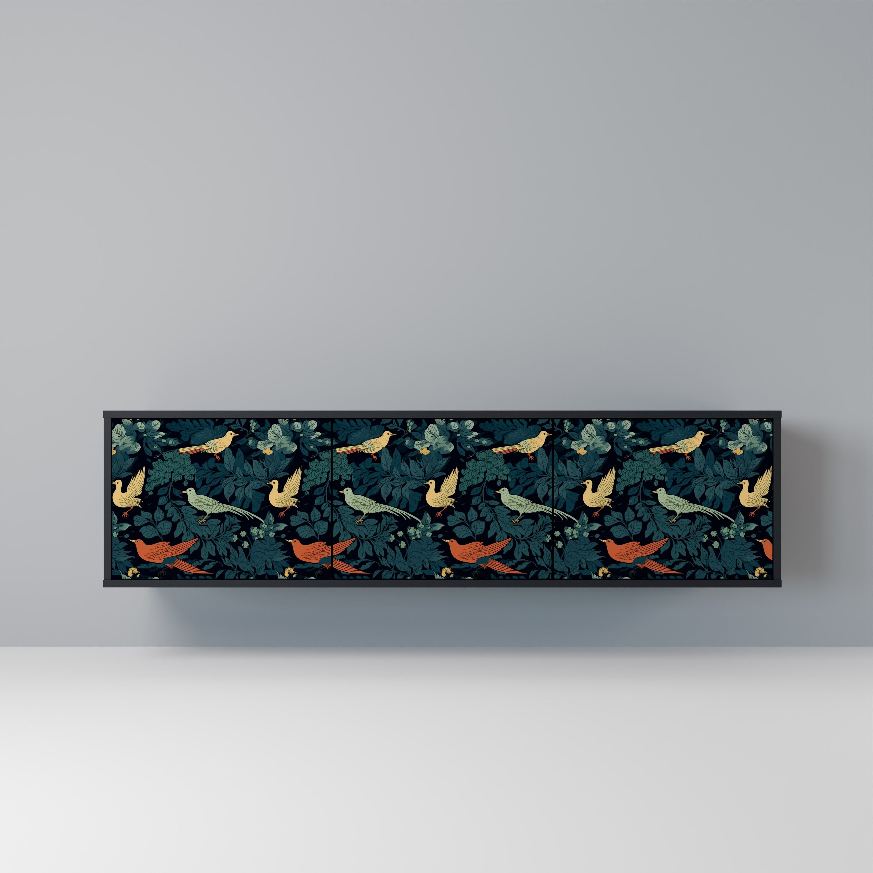 FOWL ORNAMENT 3-türiger TV-Ständer in Schwarz