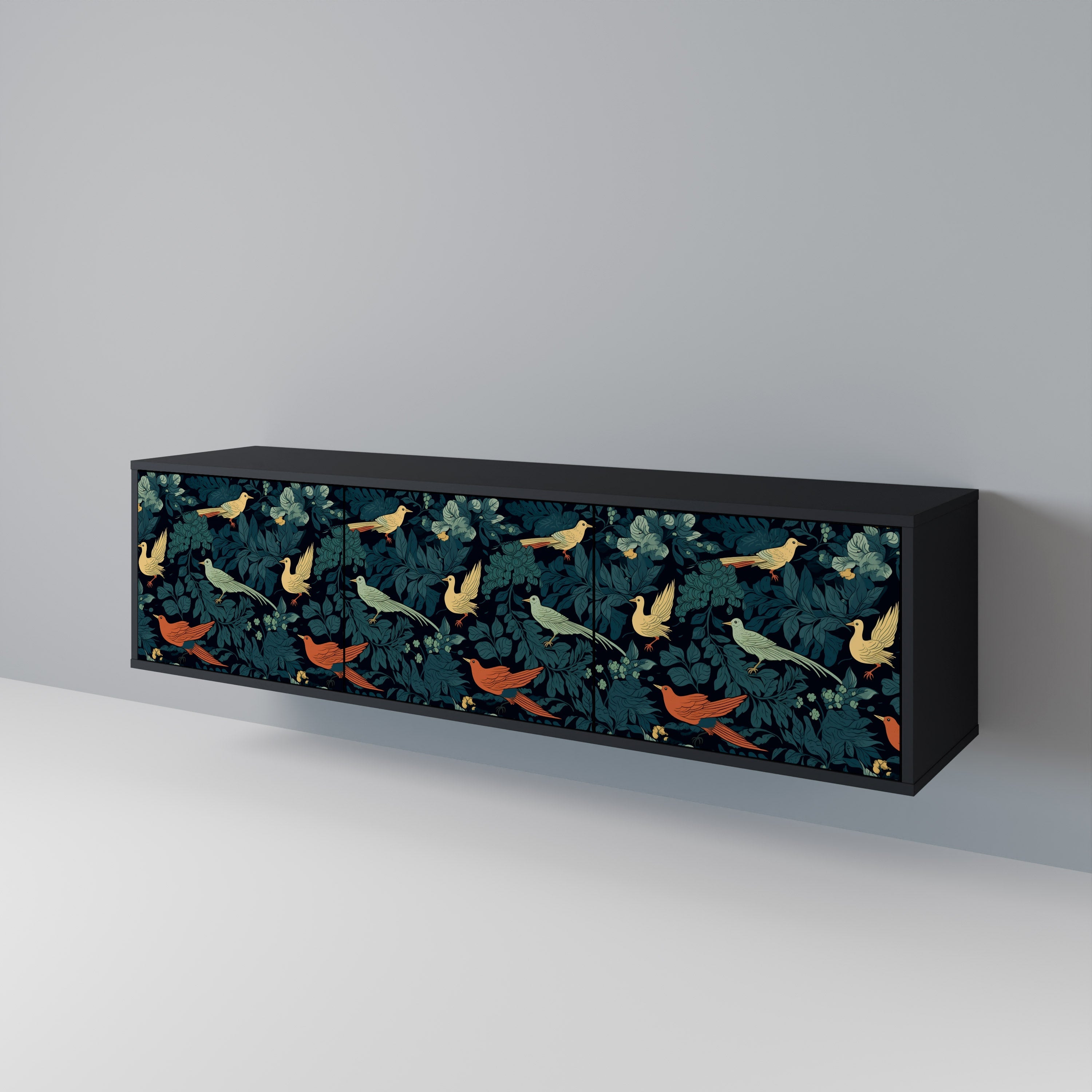 FOWL ORNAMENT 3-türiger TV-Ständer in Schwarz
