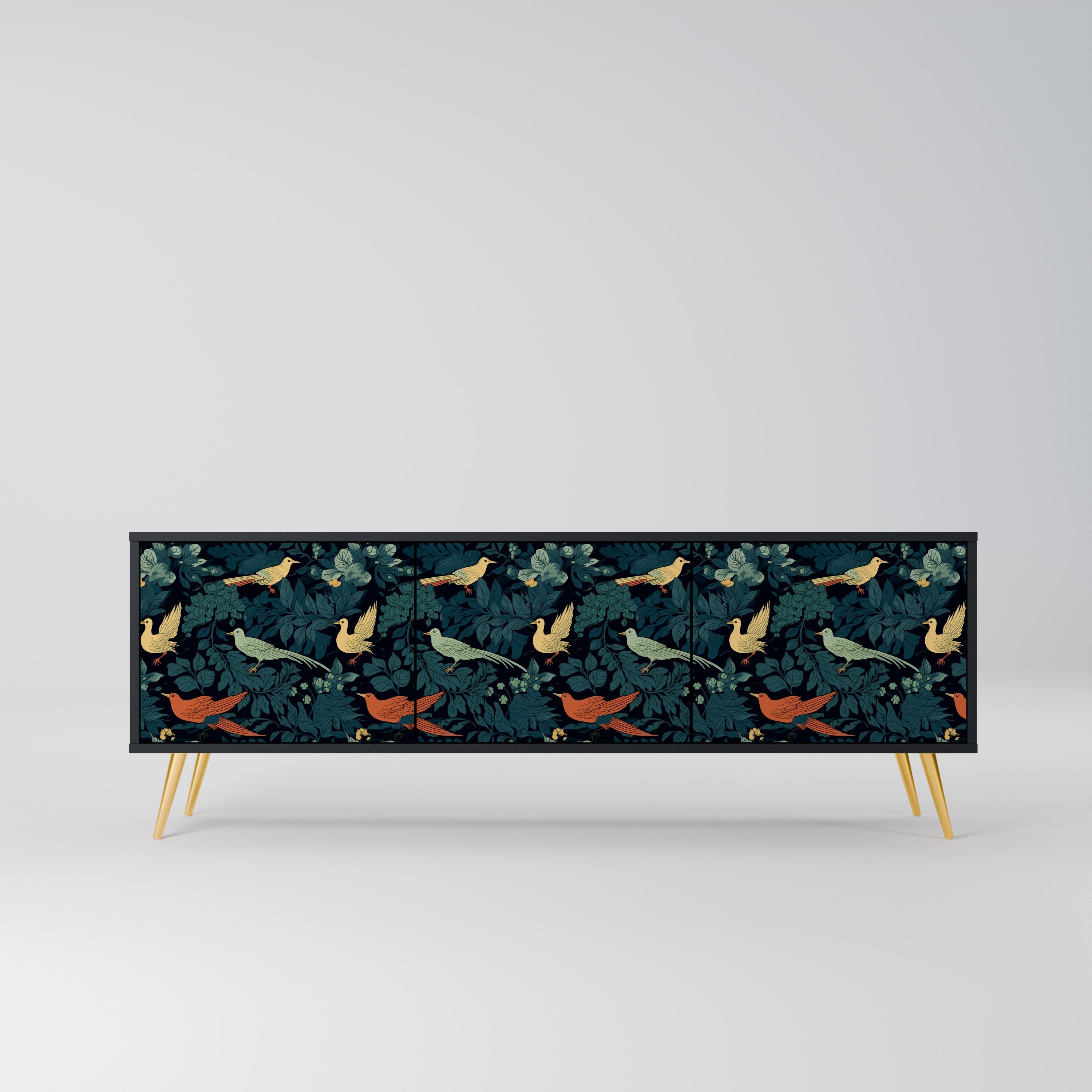FOWL ORNAMENT 3-türiger TV-Ständer in Schwarz