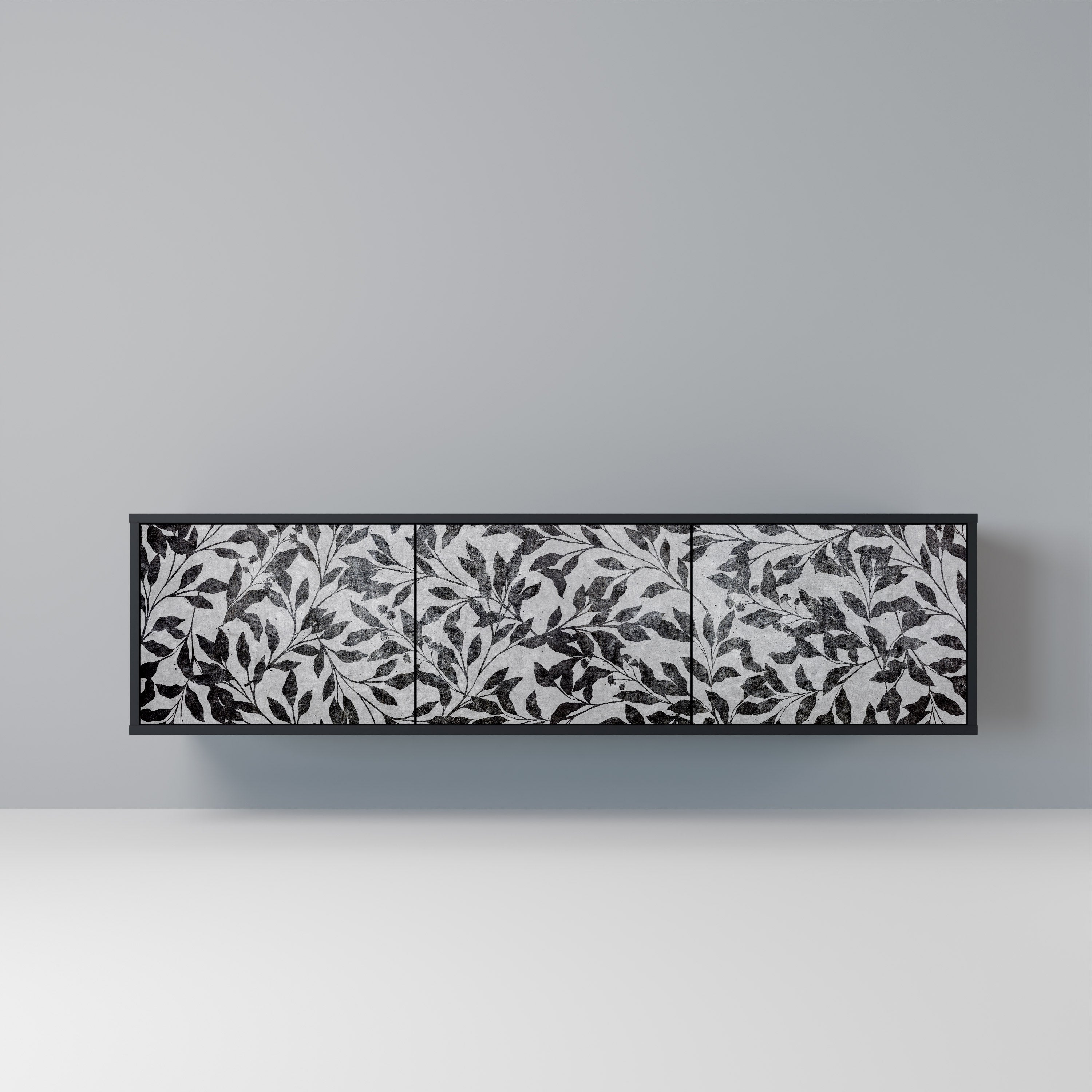 CHARCOAL SPROUT 3-türiger TV-Ständer in Schwarz